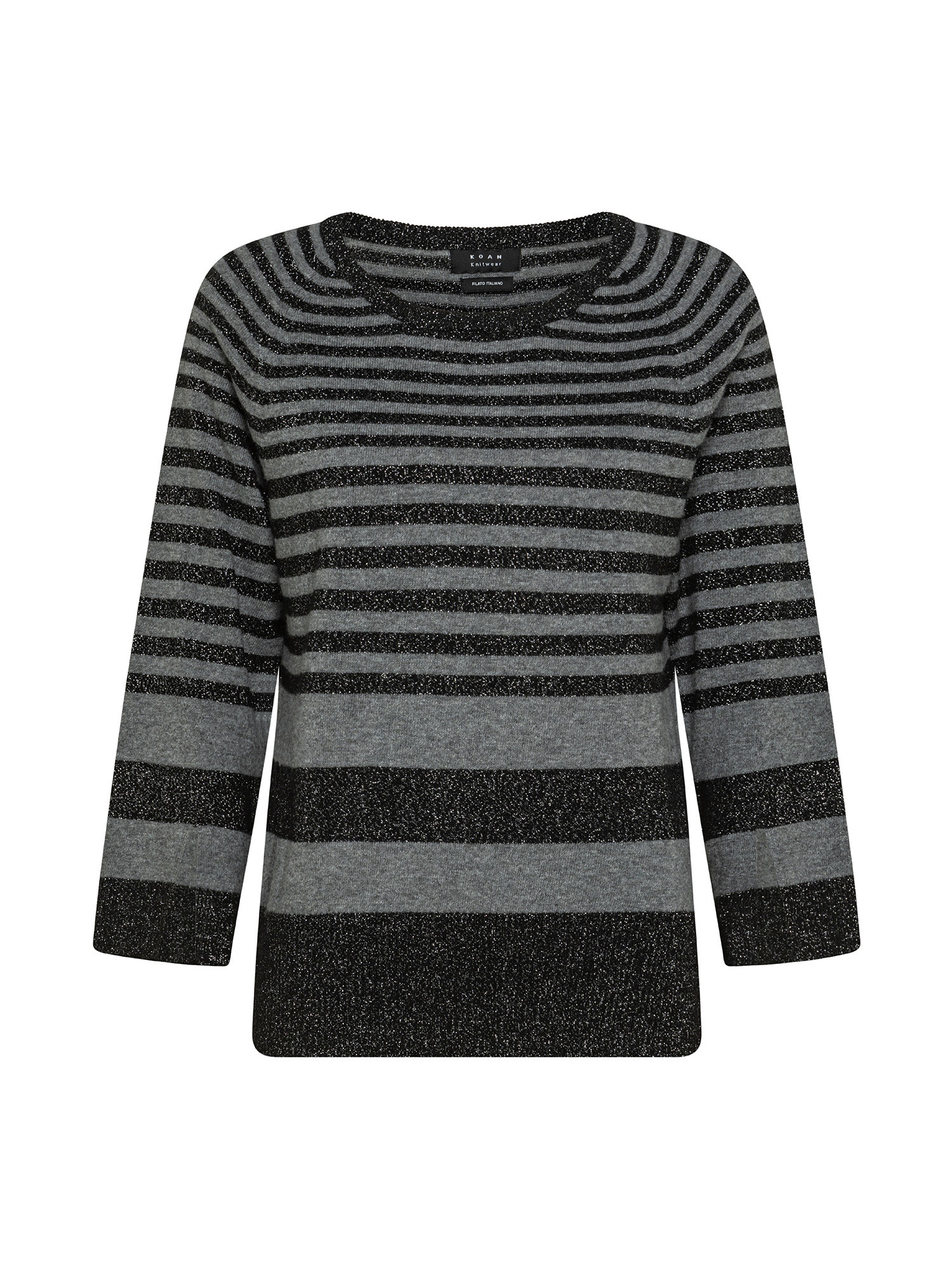 Koan - Striped sweater with slits, Black, large image number 0