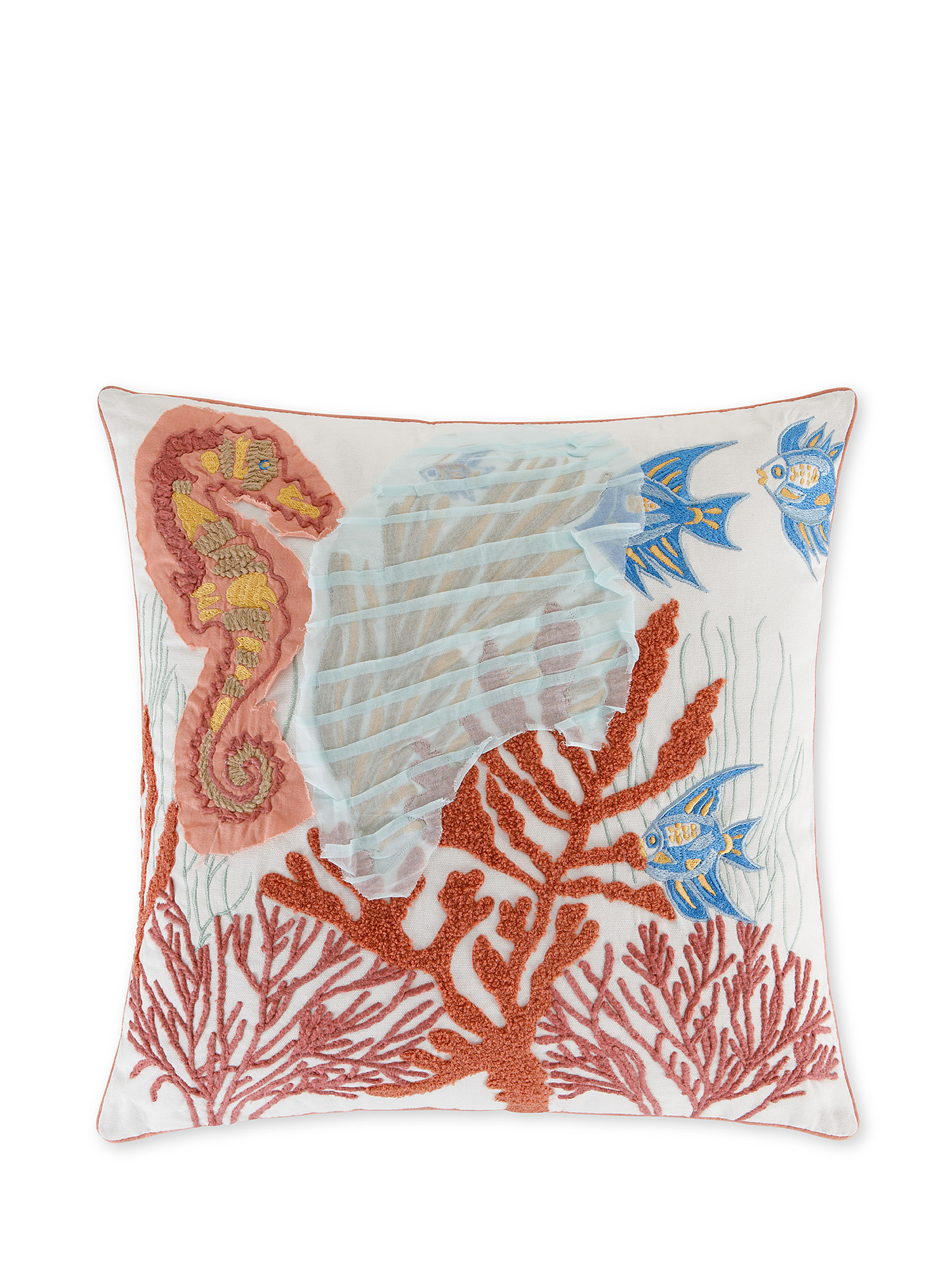 Horse embroidery cushion 45x45cm, White, large image number 0