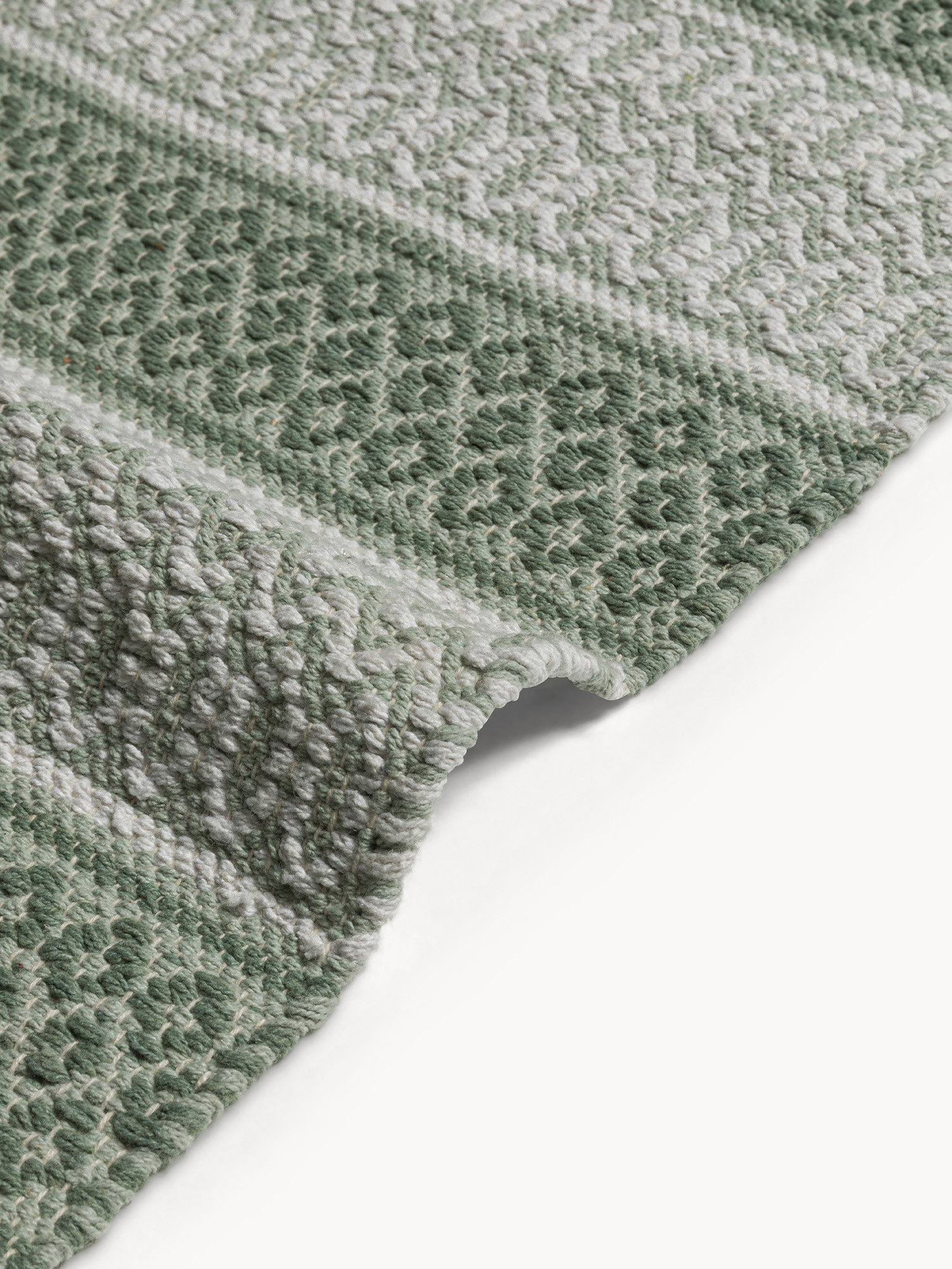 Geometric cotton kitchen rug, Sage Green, large image number 2