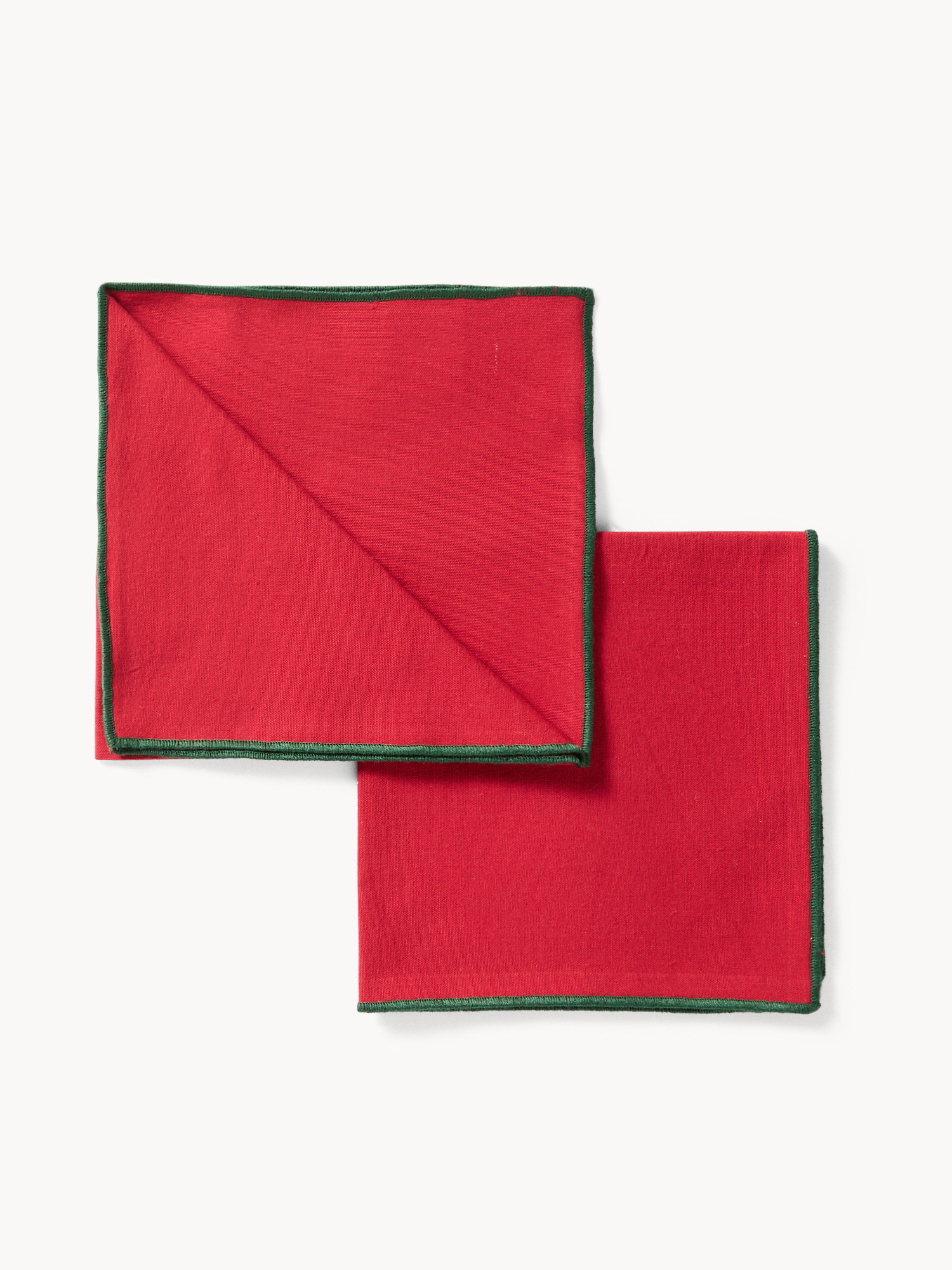 Set of 2 pure cotton napkins with contrasting overlock, Blue, large image number 0