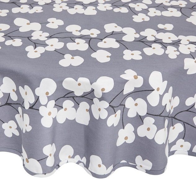 Round cotton tablecloth with flowers print