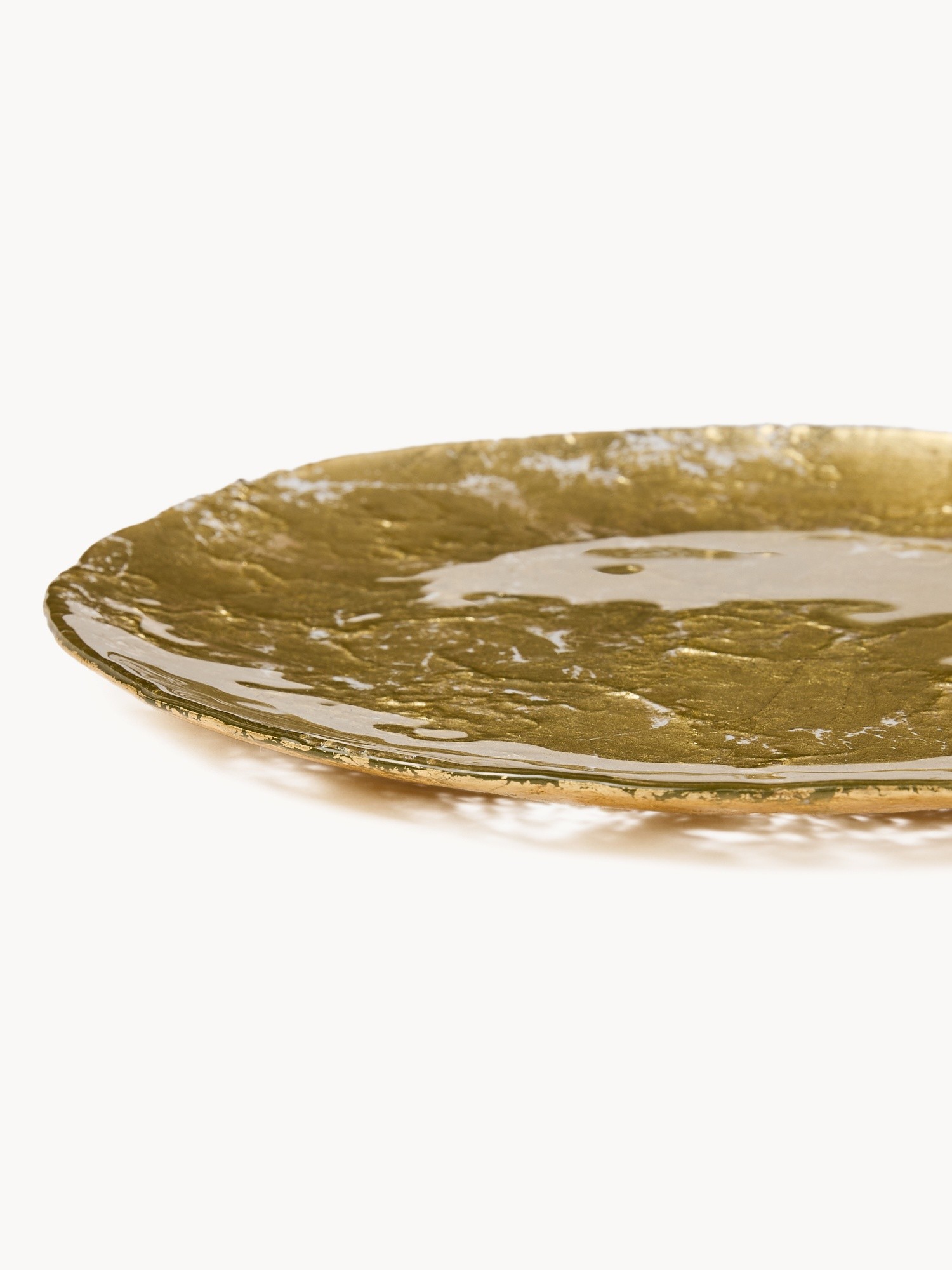 Glass fruit plate with a textured finish, Gold, large image number 1