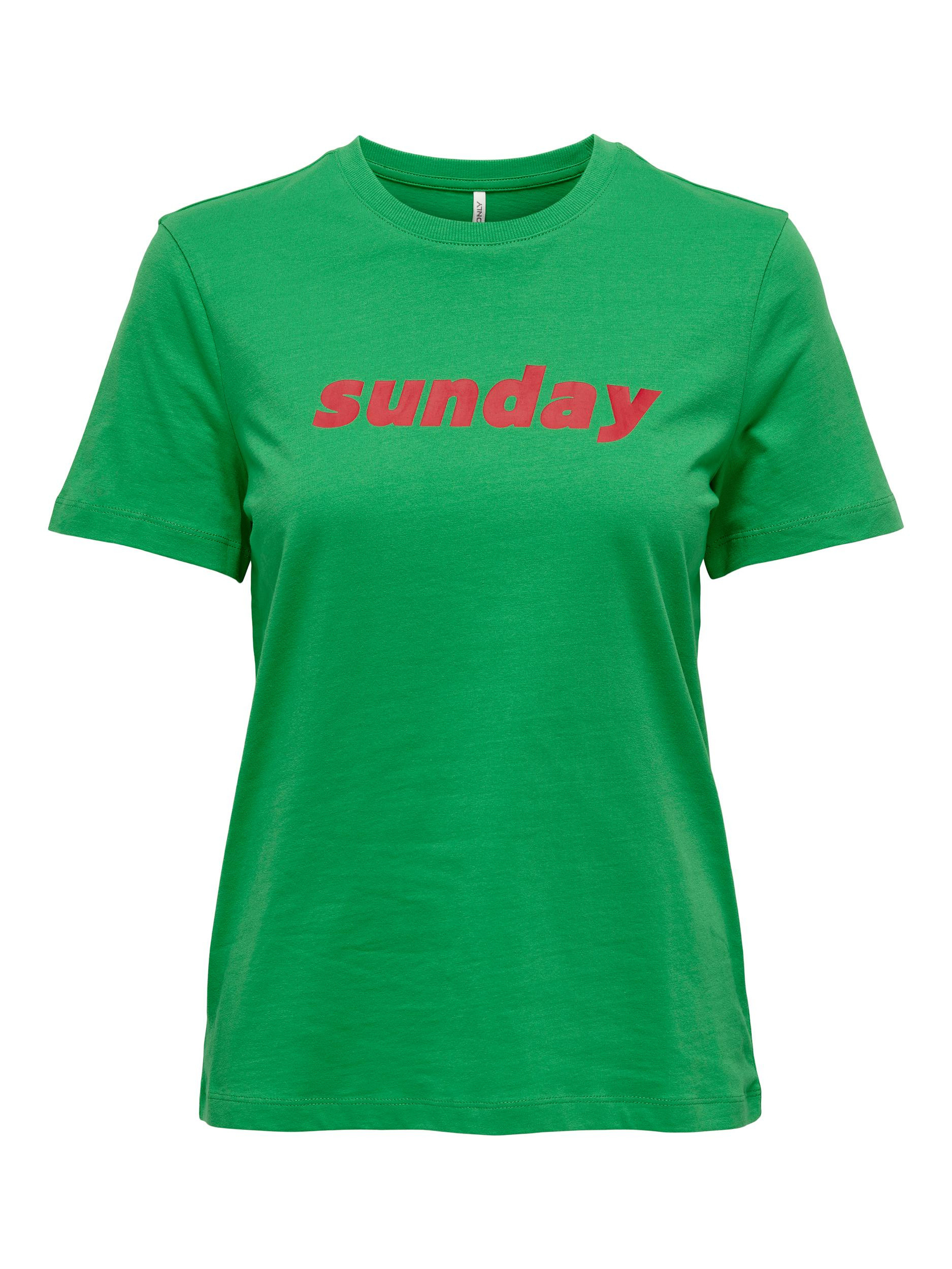 Only - T-shirt regular fit con stampa, Verde, large image number 0