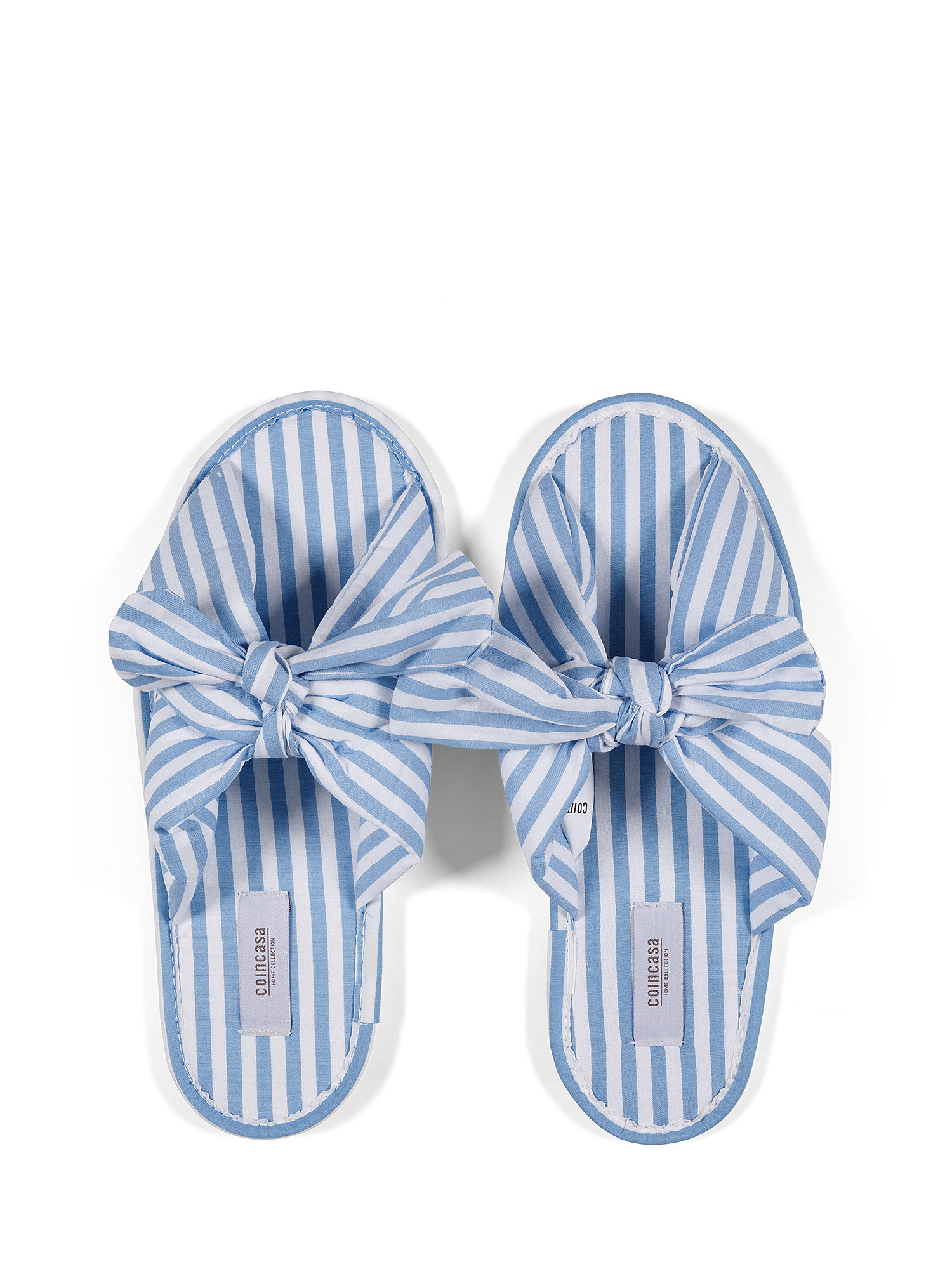 Striped yarn-dyed cotton slippers, Light Blue, large image number 0