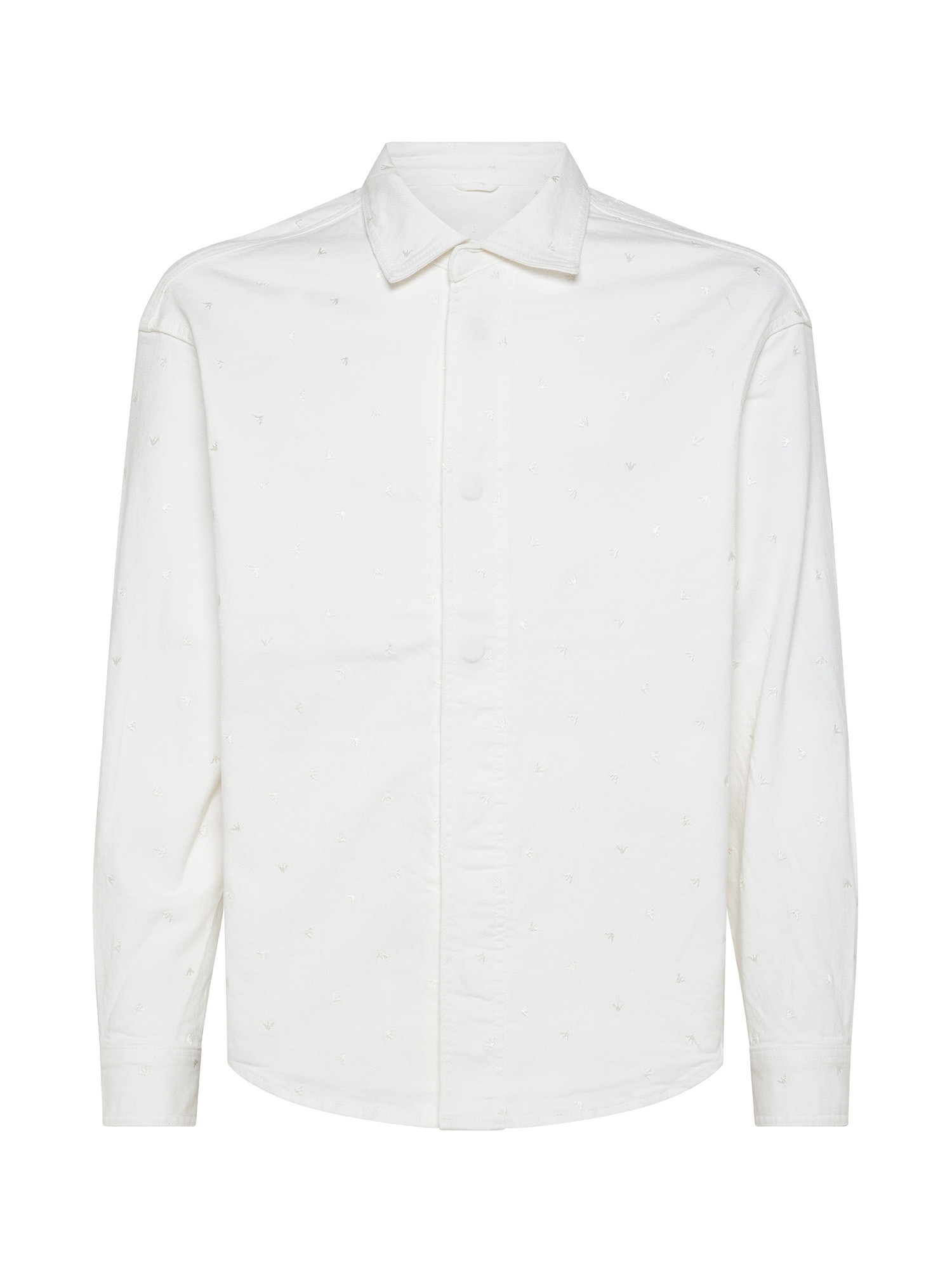 Emporio Armani - Shirt with all over micro eagle embroidery, White, large image number 0