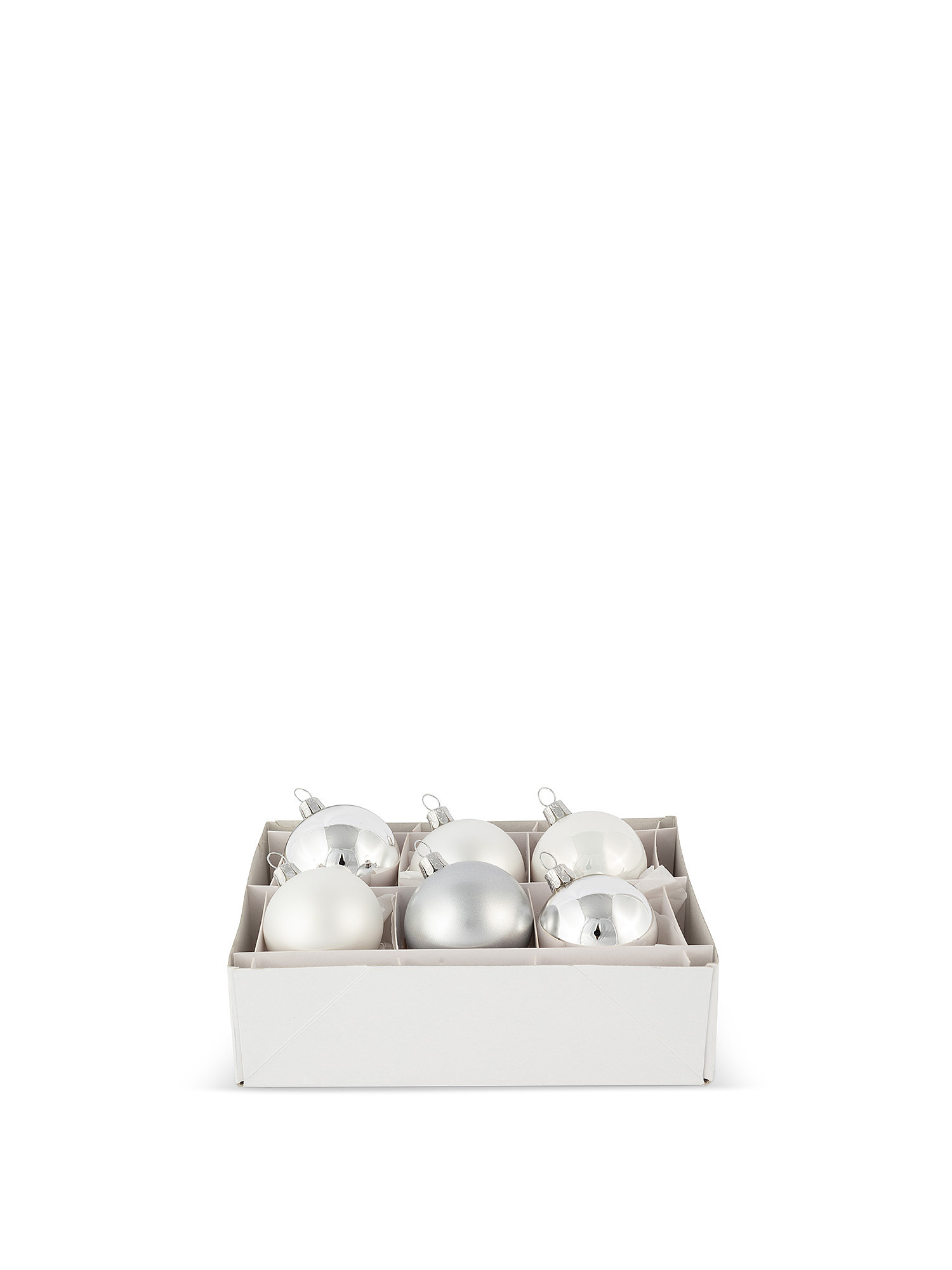 Set of 6 glass balls, Silver Grey, large image number 0