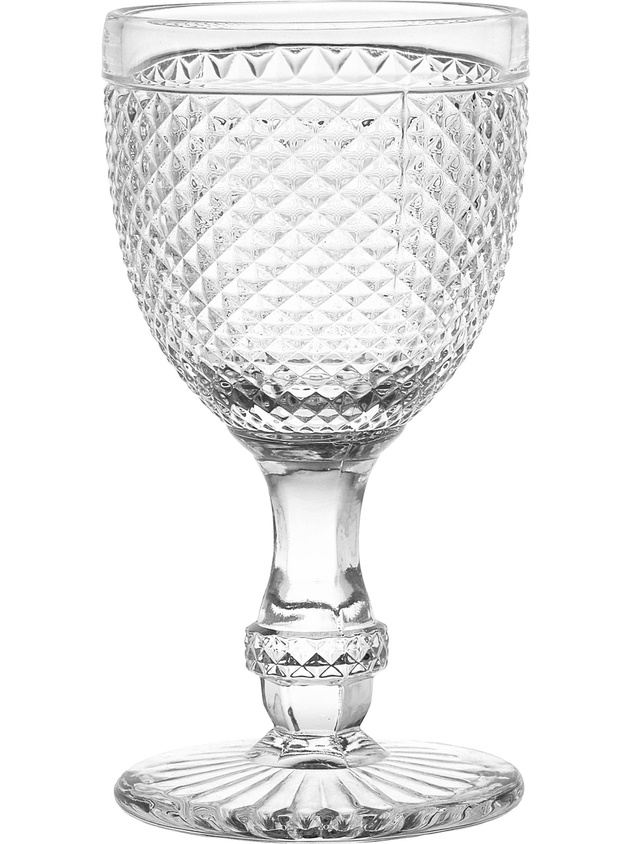 Faceted glass water goblet