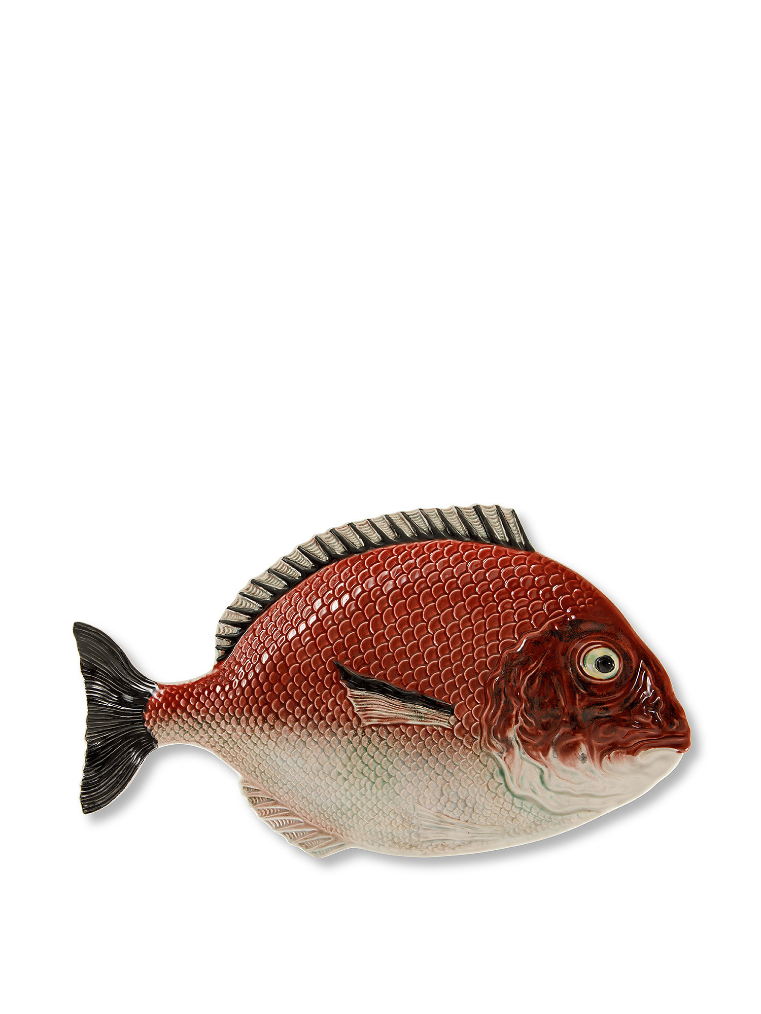 Ceramic fish serving dish, Red, large image number 0
