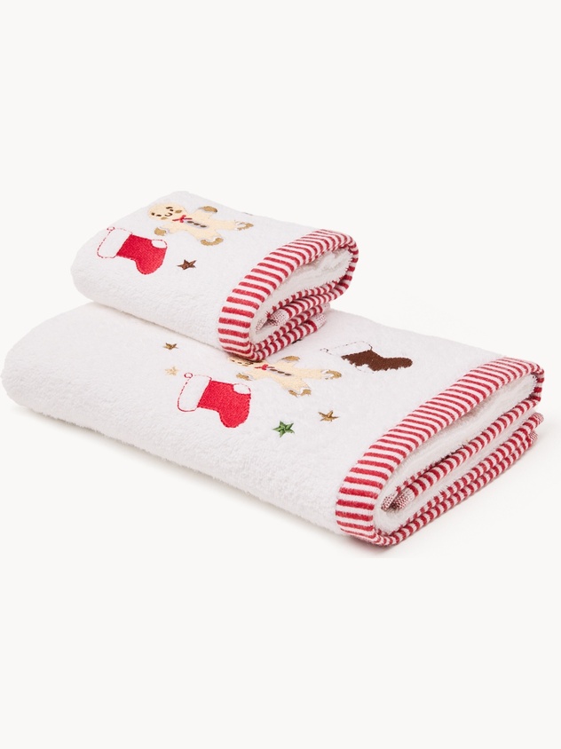 Set of 2 terry towels with gingerbread design