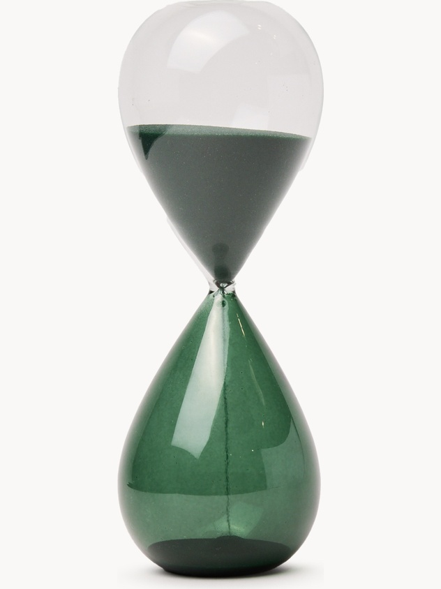Glass hourglass with colored sand