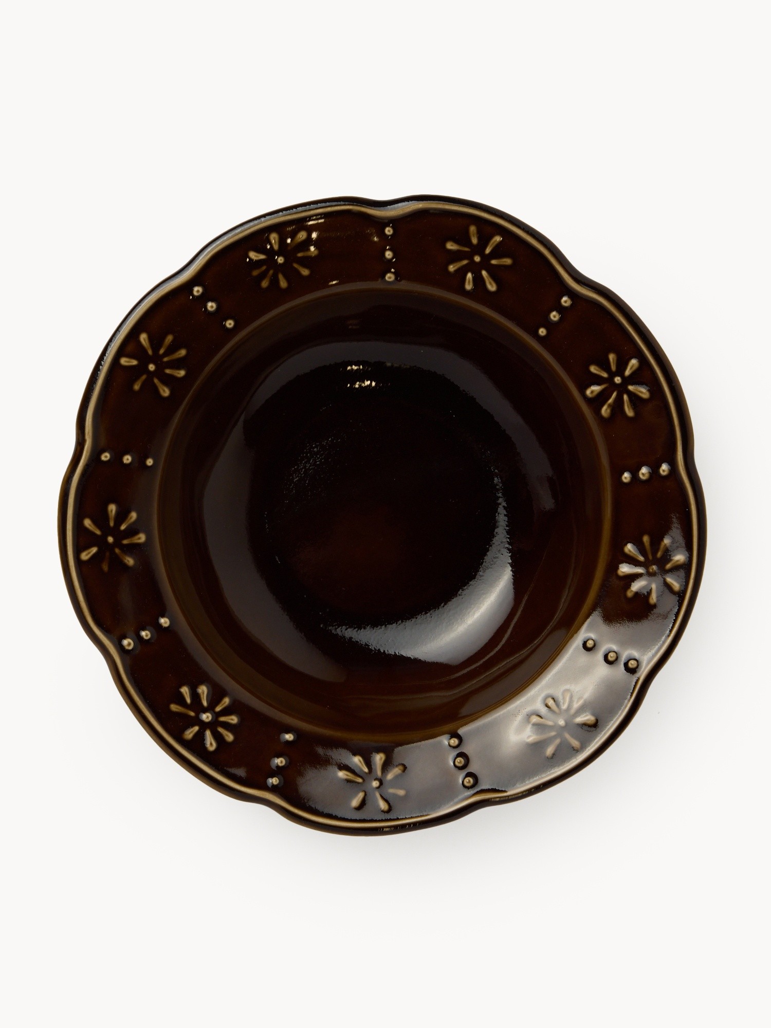Brown soup plate,Made in Portugal, Brown, large image number 0
