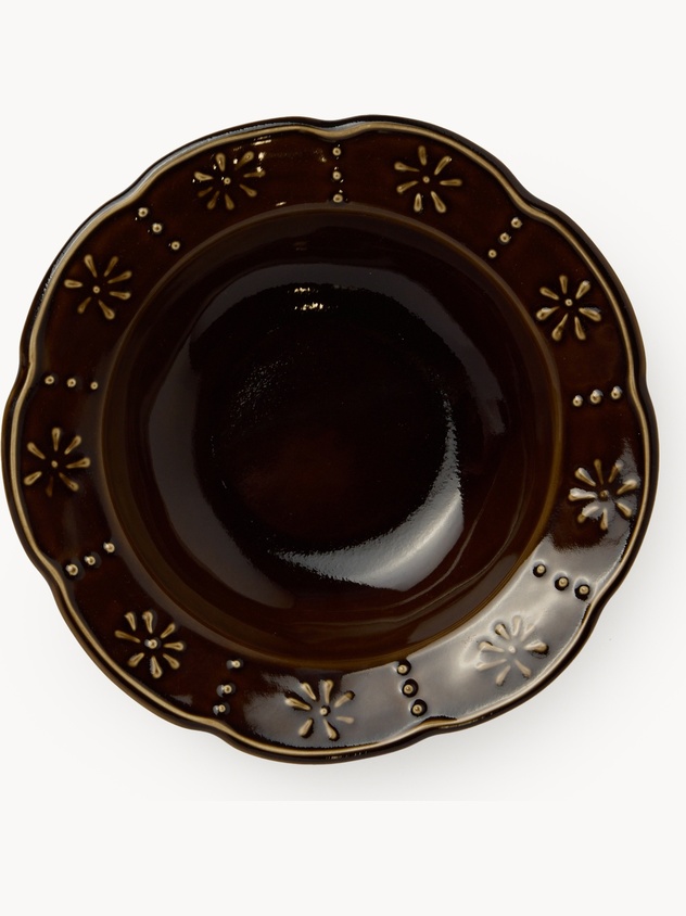 Brown soup plate,Made in Portugal