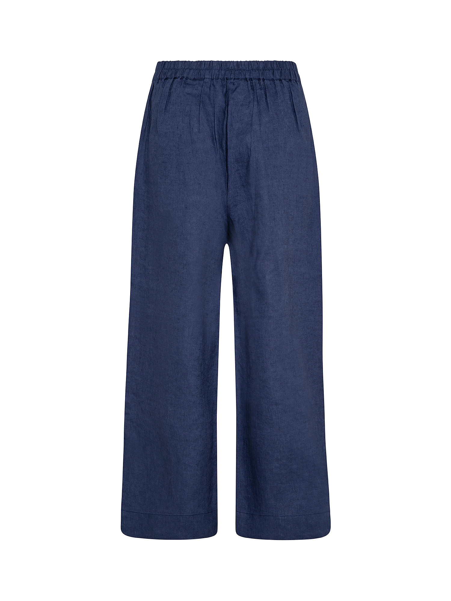 Pure linen trousers with slits, Blue, large image number 1