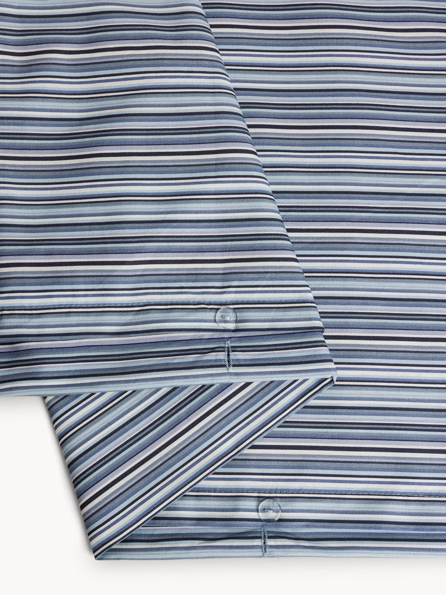 Striped Pure Cotton Duvet Cover Set, Blue, large image number 1