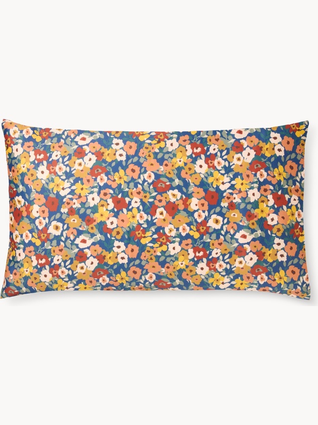 Floral-patterned cotton sateen pillowcase