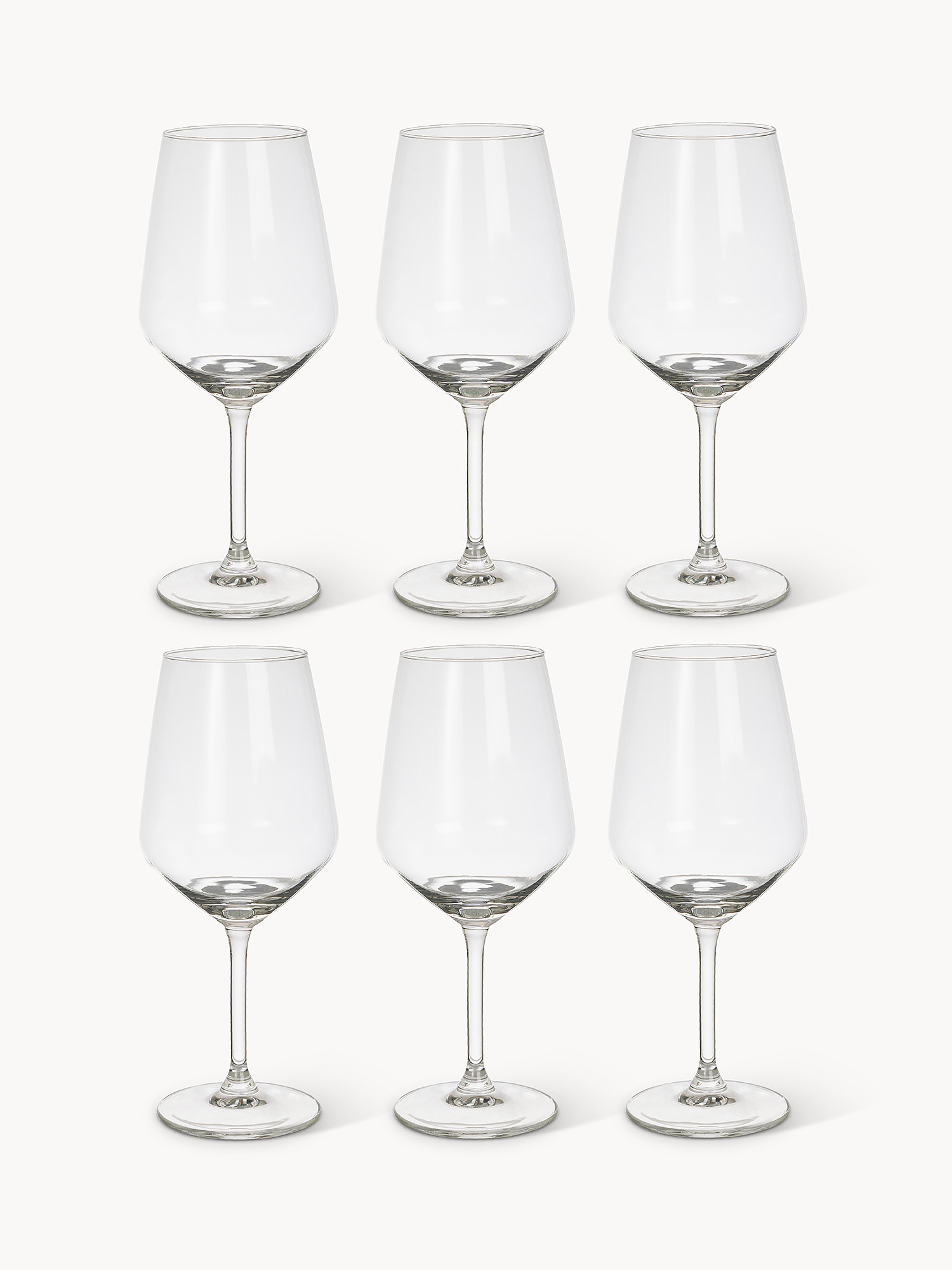 Set 6 calici vino in vetro 53Cl, Trasparente, large image number 0
