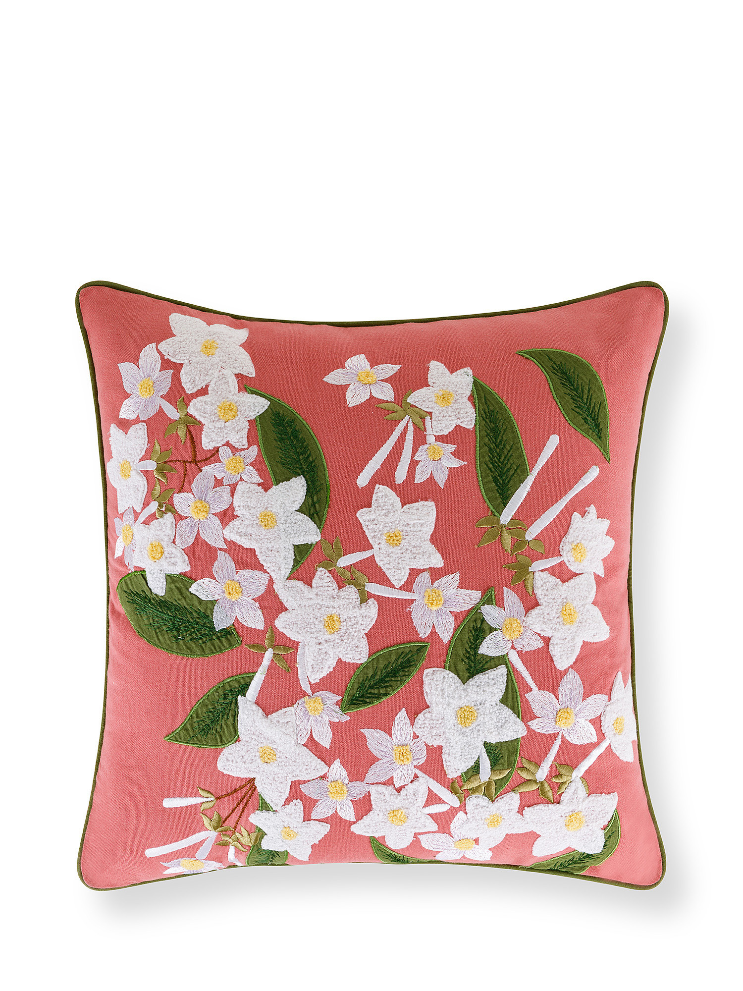 Flower embroidery cushion 45x45cm, Pink, large image number 0