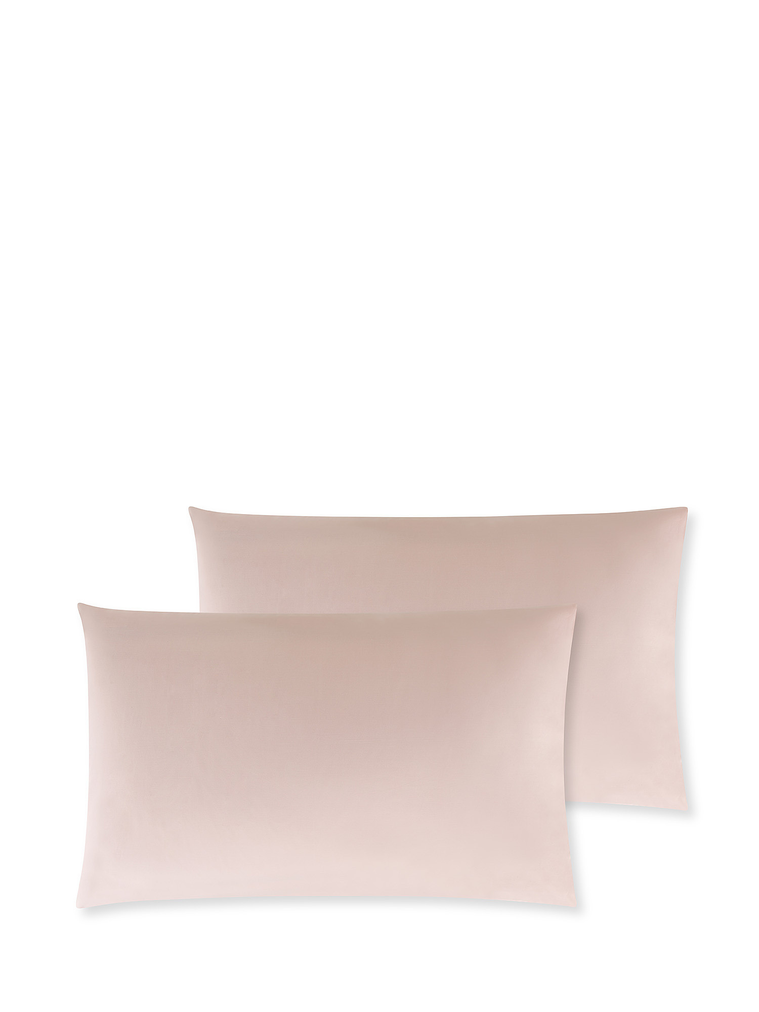 Set of 2 solid color percale cotton pillowcases., Pink, large image number 0