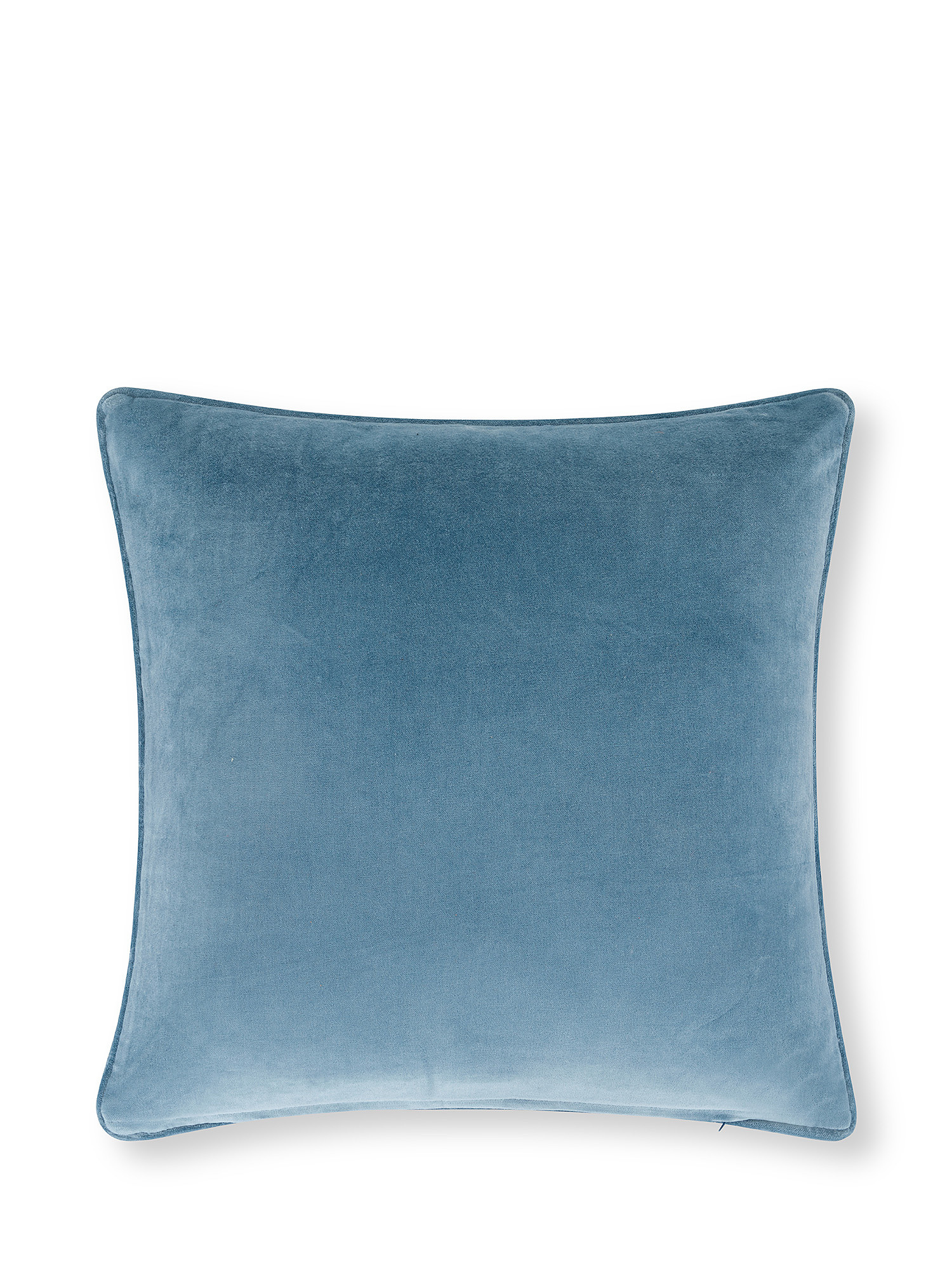 Velvet cushion with flower embroidery 45x45cm, Blue, large image number 1