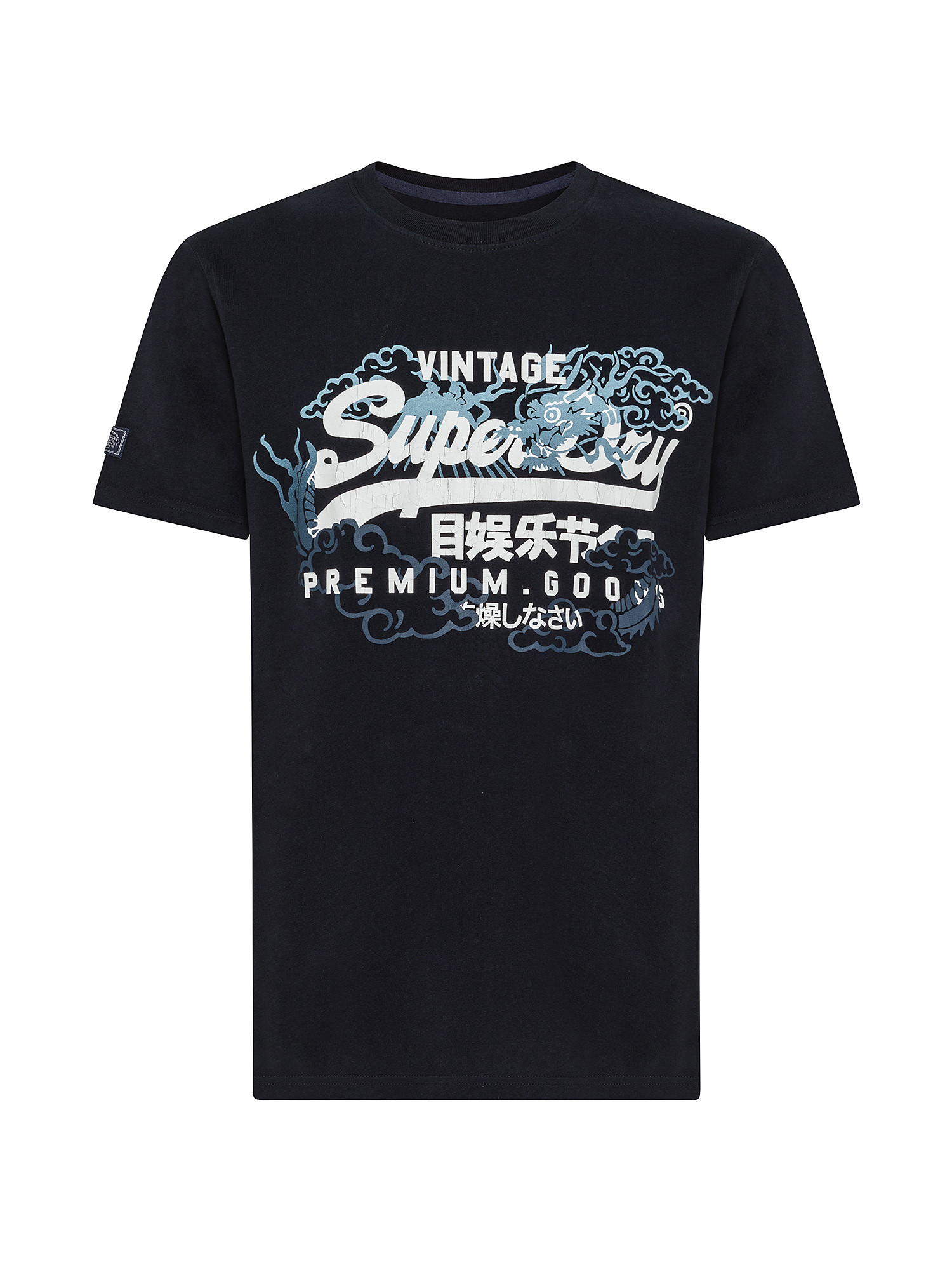 T-shirt con logo vintage, Blu, large image number 0