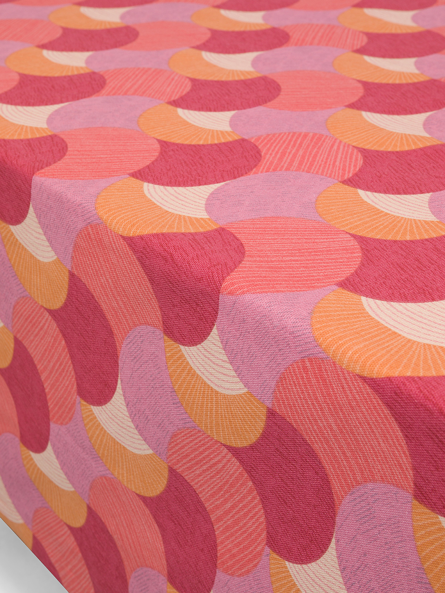 Geometric print cotton tablecloth, Dark Pink, large image number 1