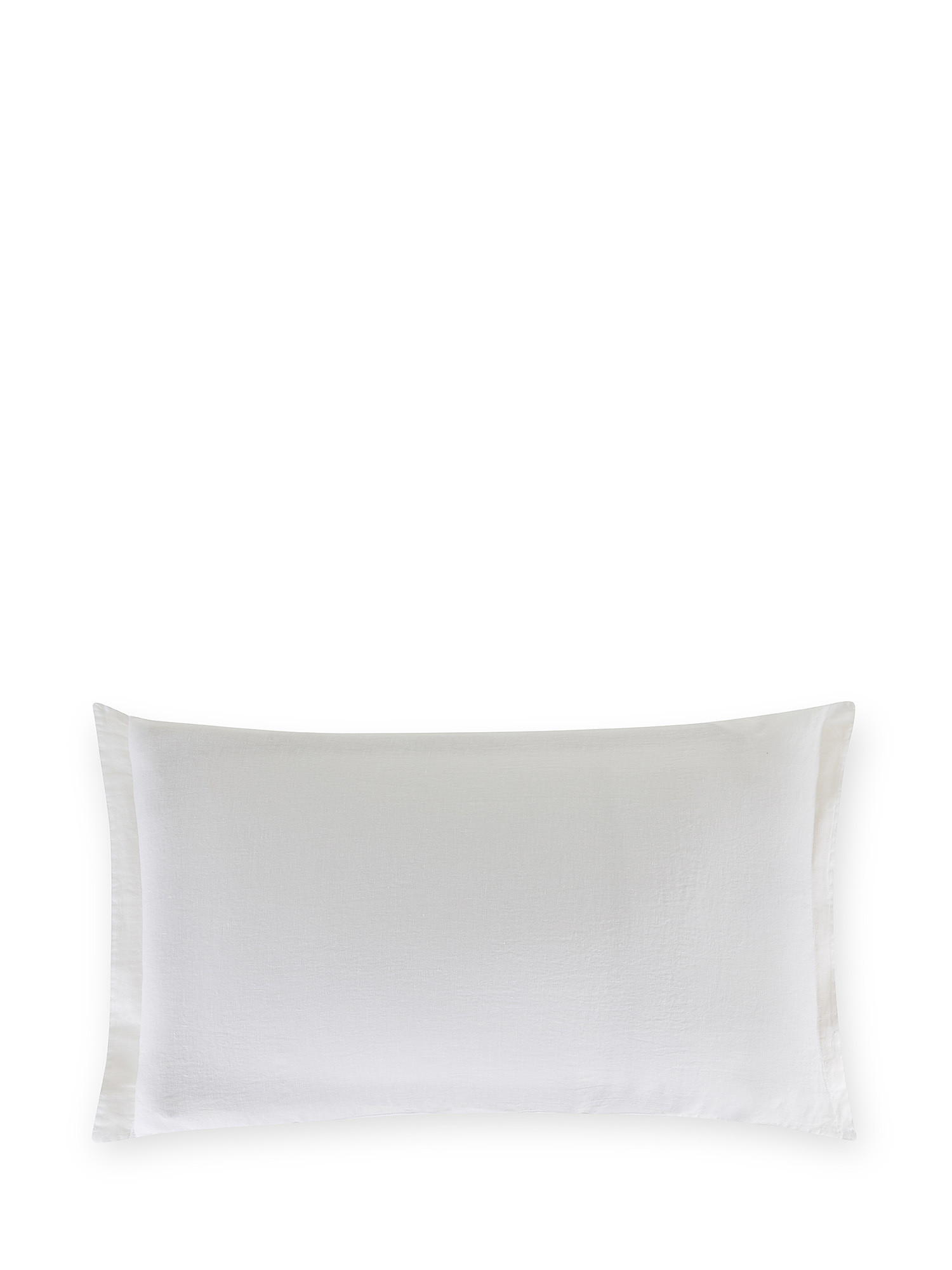Zefiro plain color linen and cotton pillowcase, White, large image number 0