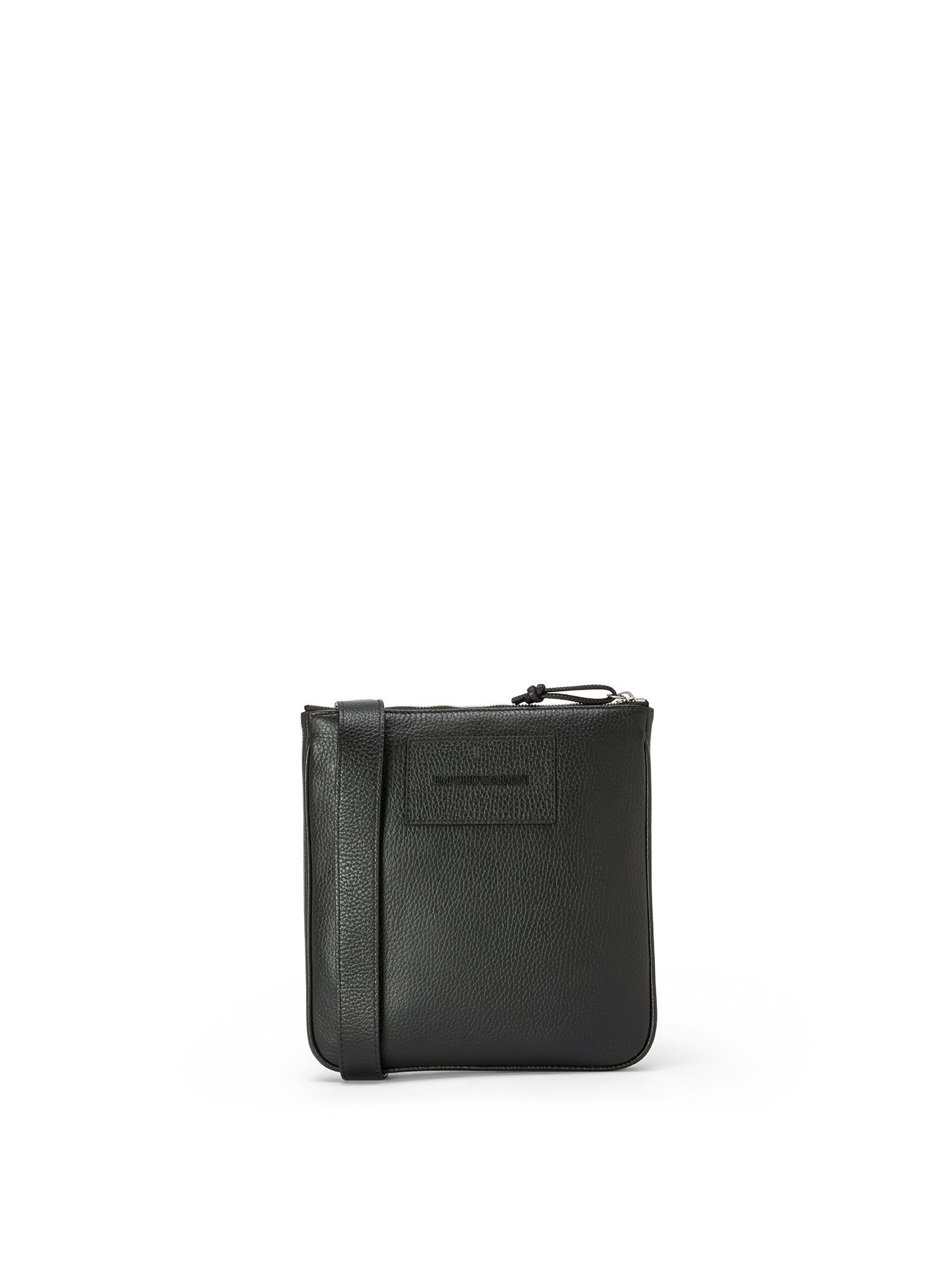 Emporio Armani - Shoulder bag in leather with logo, Black, large image number 0