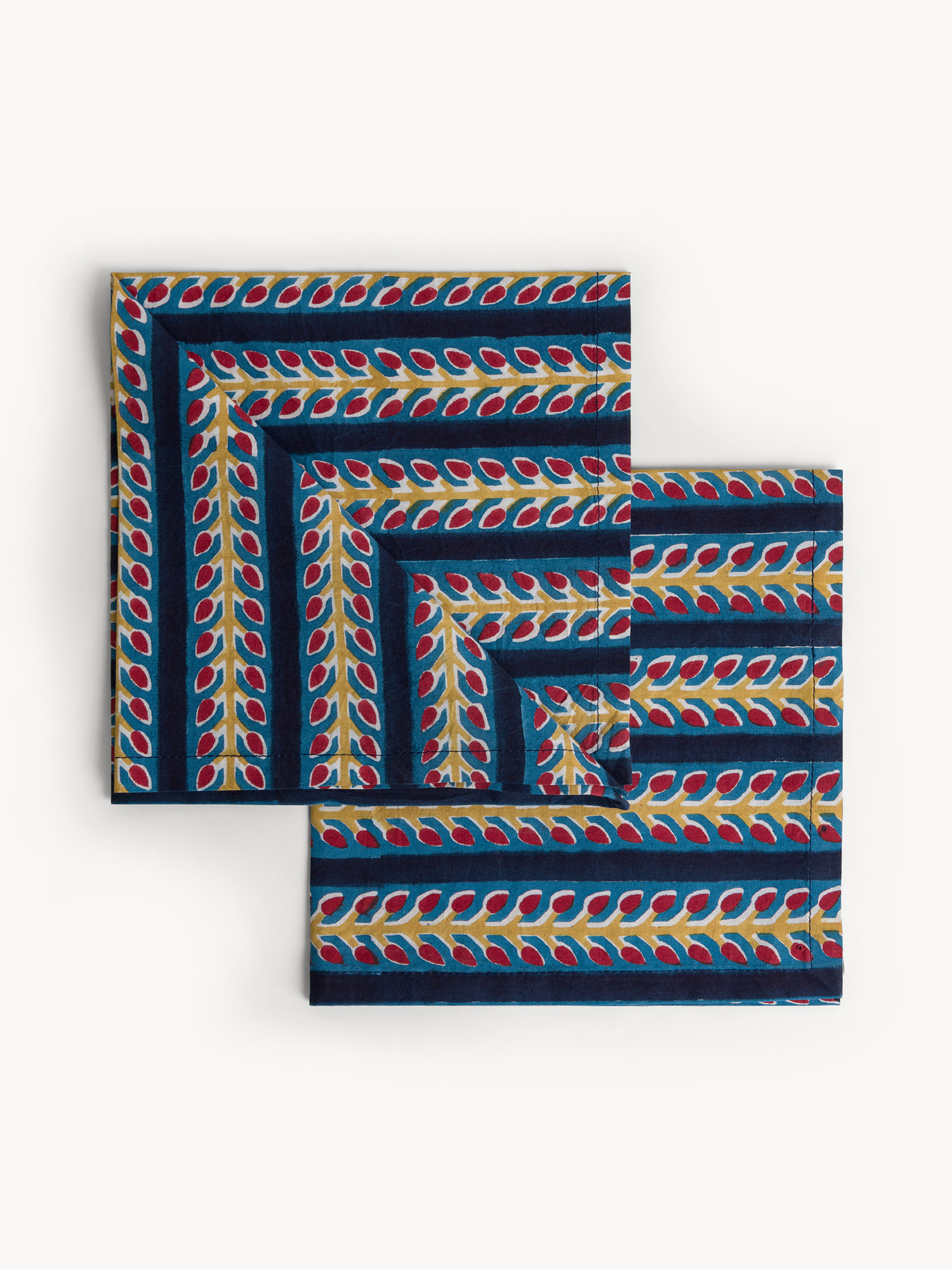 Set of 2 pure cotton block print napkins, Multicolor, large image number 0