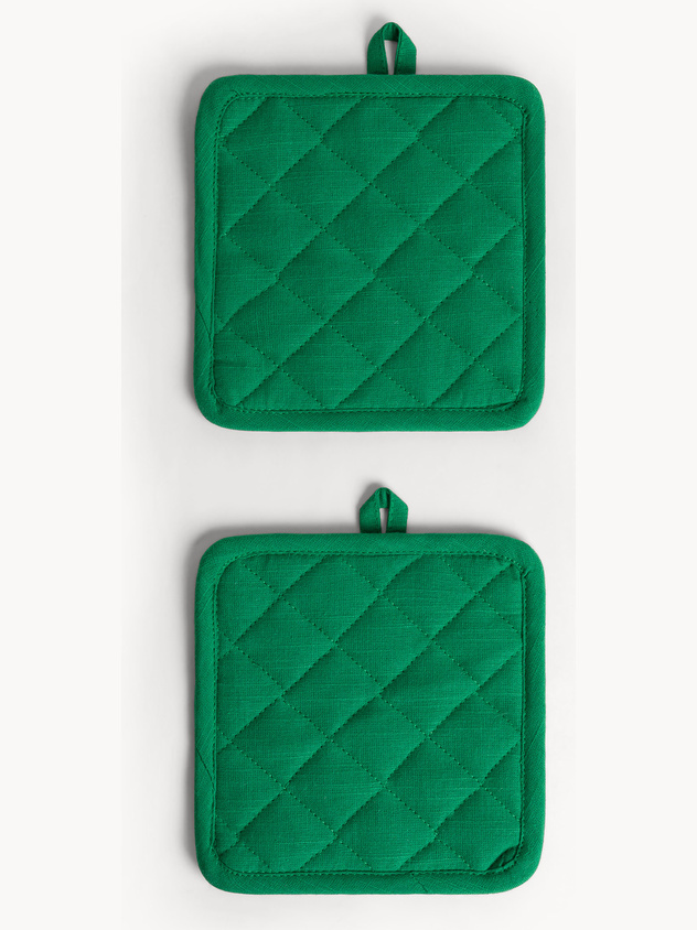 Set of 2 Solid Cotton Slub Pot Holders