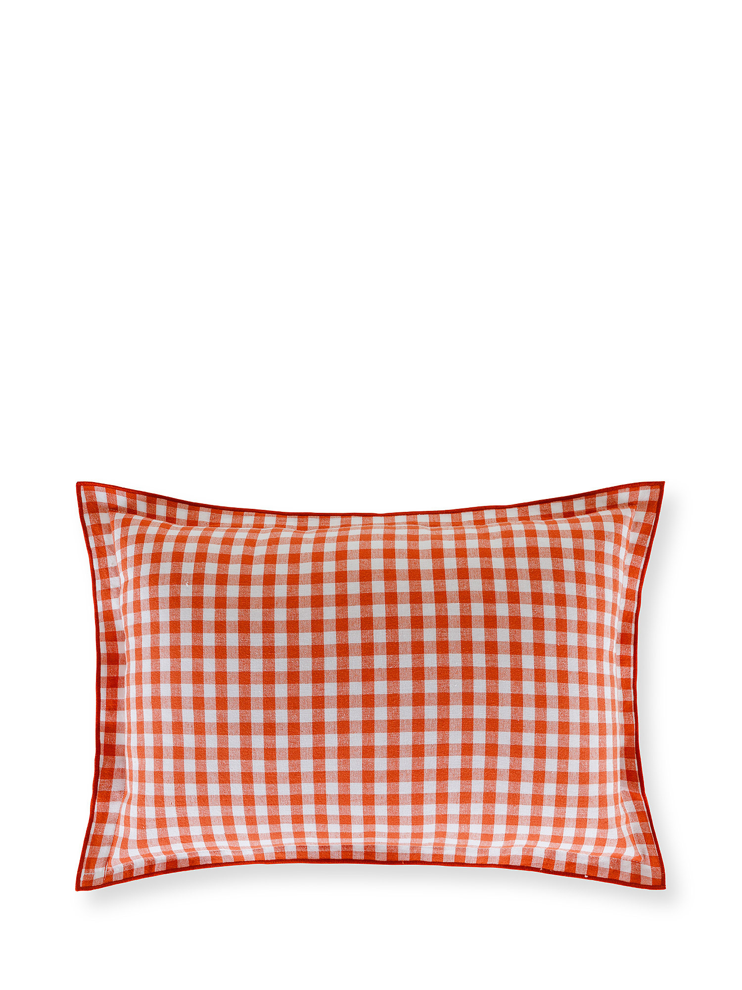Washed cotton cushion with checks 35x50cm, Red, large image number 0
