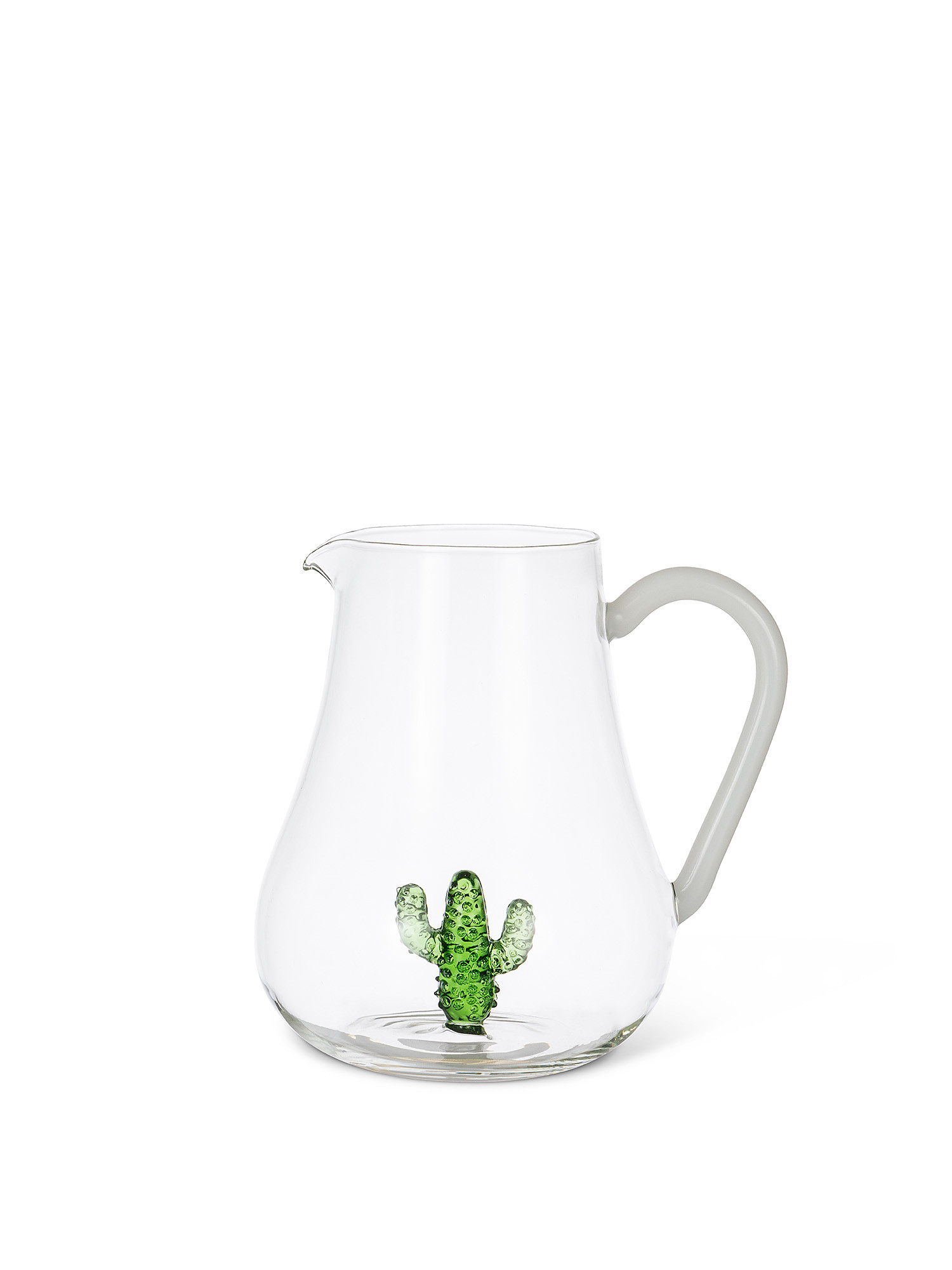 Caraffa vetro dettaglio cactus, Trasparente, large image number 0