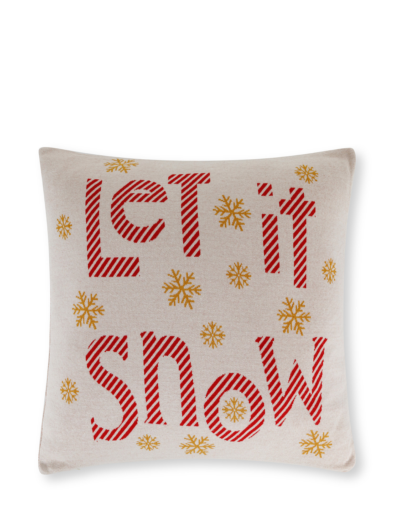 Jacquard knit cushion with writing 45x45 cm, White, large image number 0