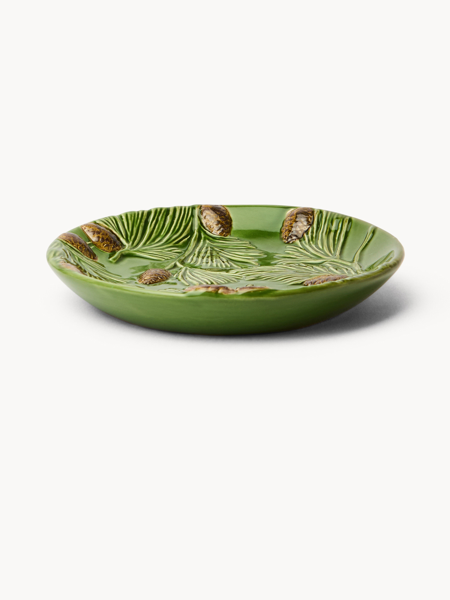Ceramic bread plate with pine cone motif, Green, large image number 0
