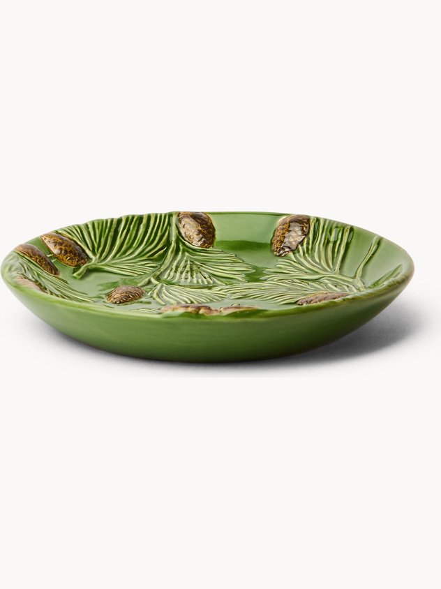Ceramic bread plate with pine cone motif