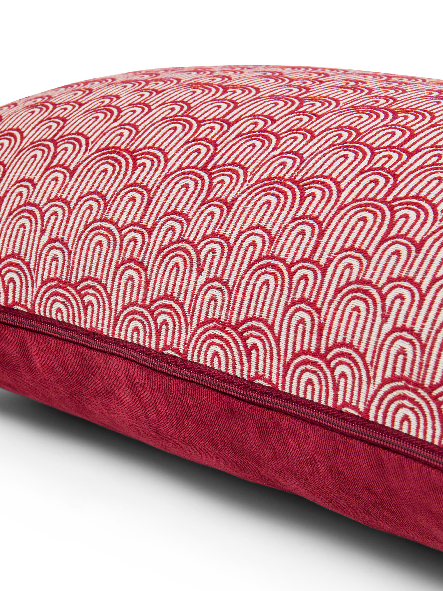 Cuscino tessuto jacquard motivo geometrico 35X55cm, Rosso, large image number 2
