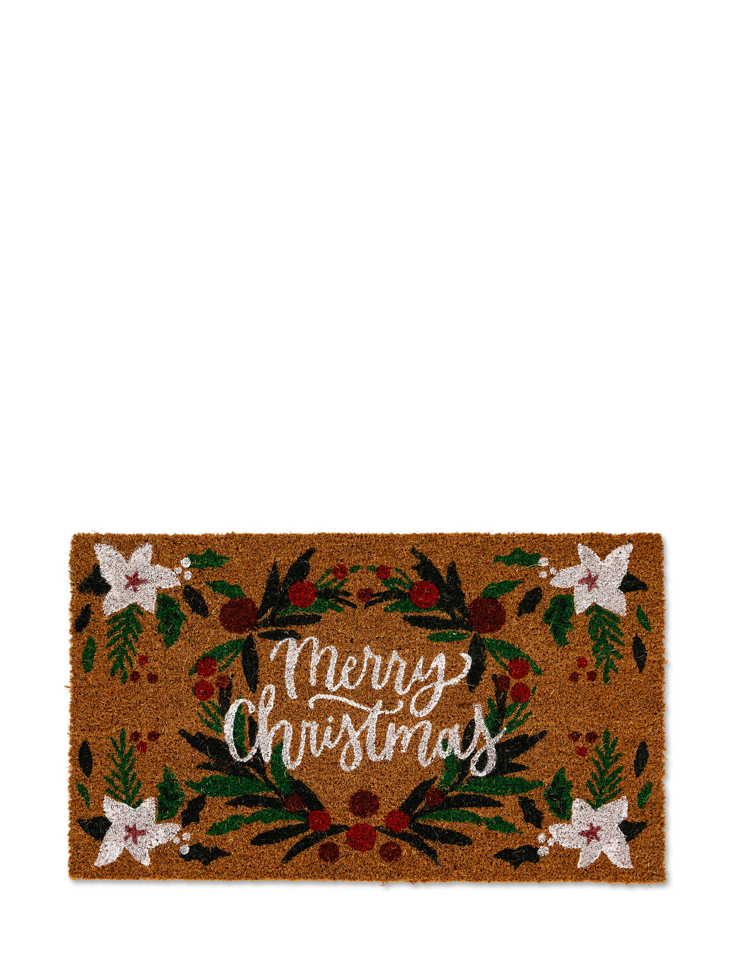 Merry Christmas print doormat, Beige, large image number 0
