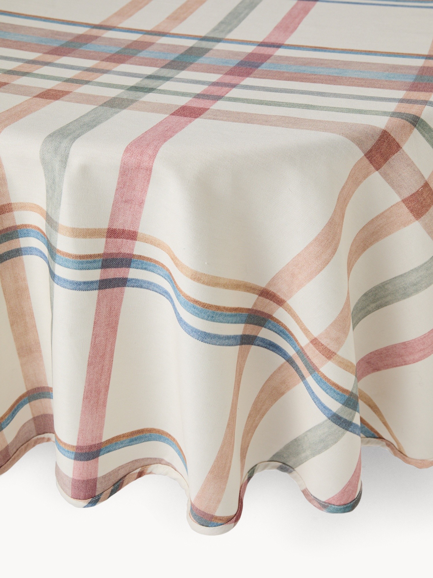 Tovaglia rotonda in panama di cotone con stampa check - Prezzo di lancio, Multicolor, large image number 0