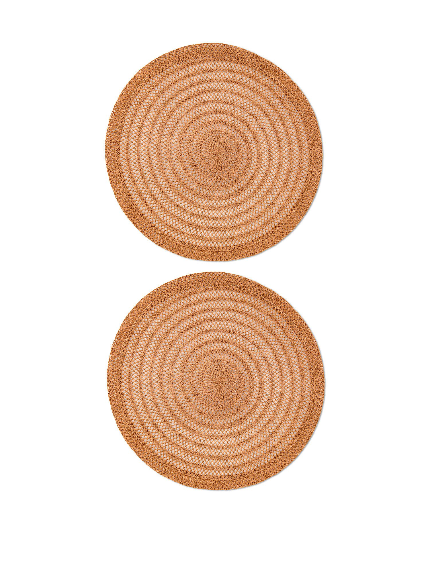 Set of 2 solid color round placemats, Brown, large image number 0
