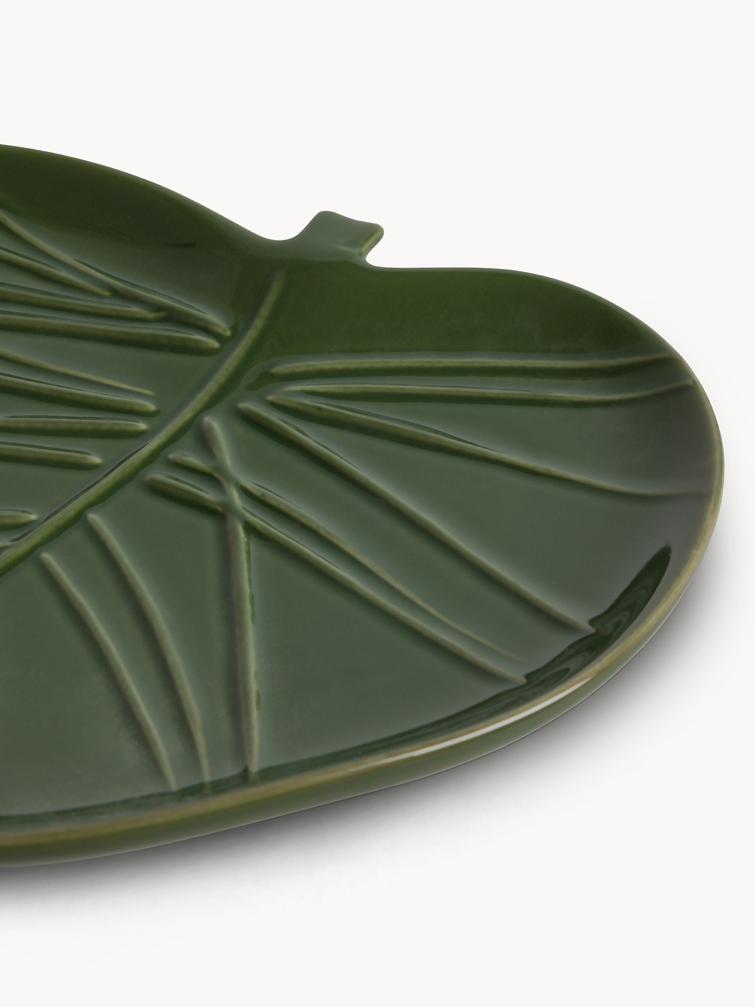 Piatto stoneware a foglia, Verde, large image number 1
