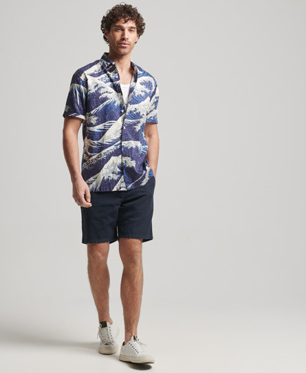 Superdry short sleeve shirt in sea wave print, Blue, large image number 5