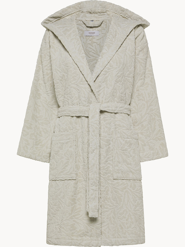 Cotton velour bathrobe with embossed pattern