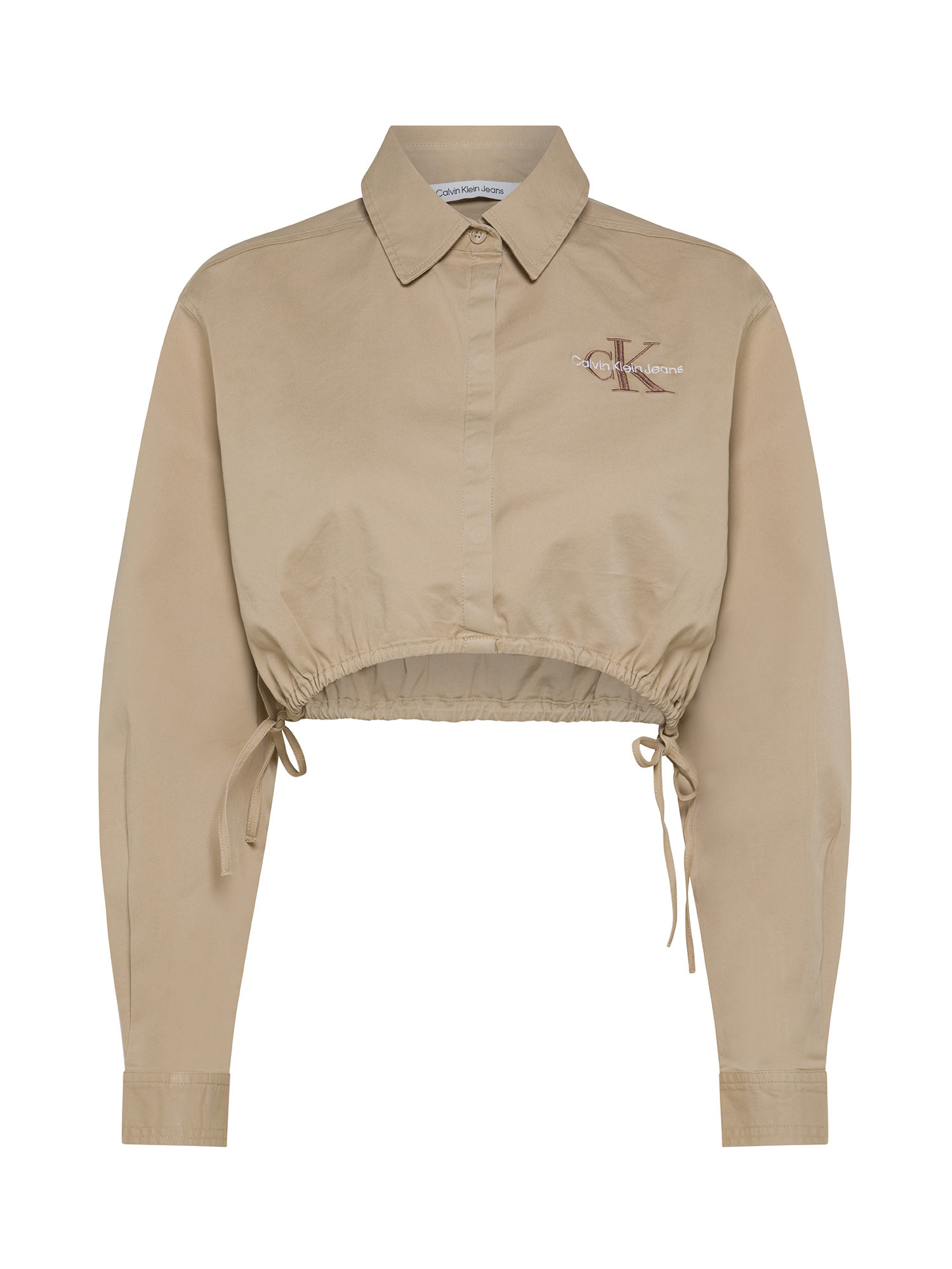 Calvin Klein Jeans - Camicia crop con logo, Beige, large image number 0