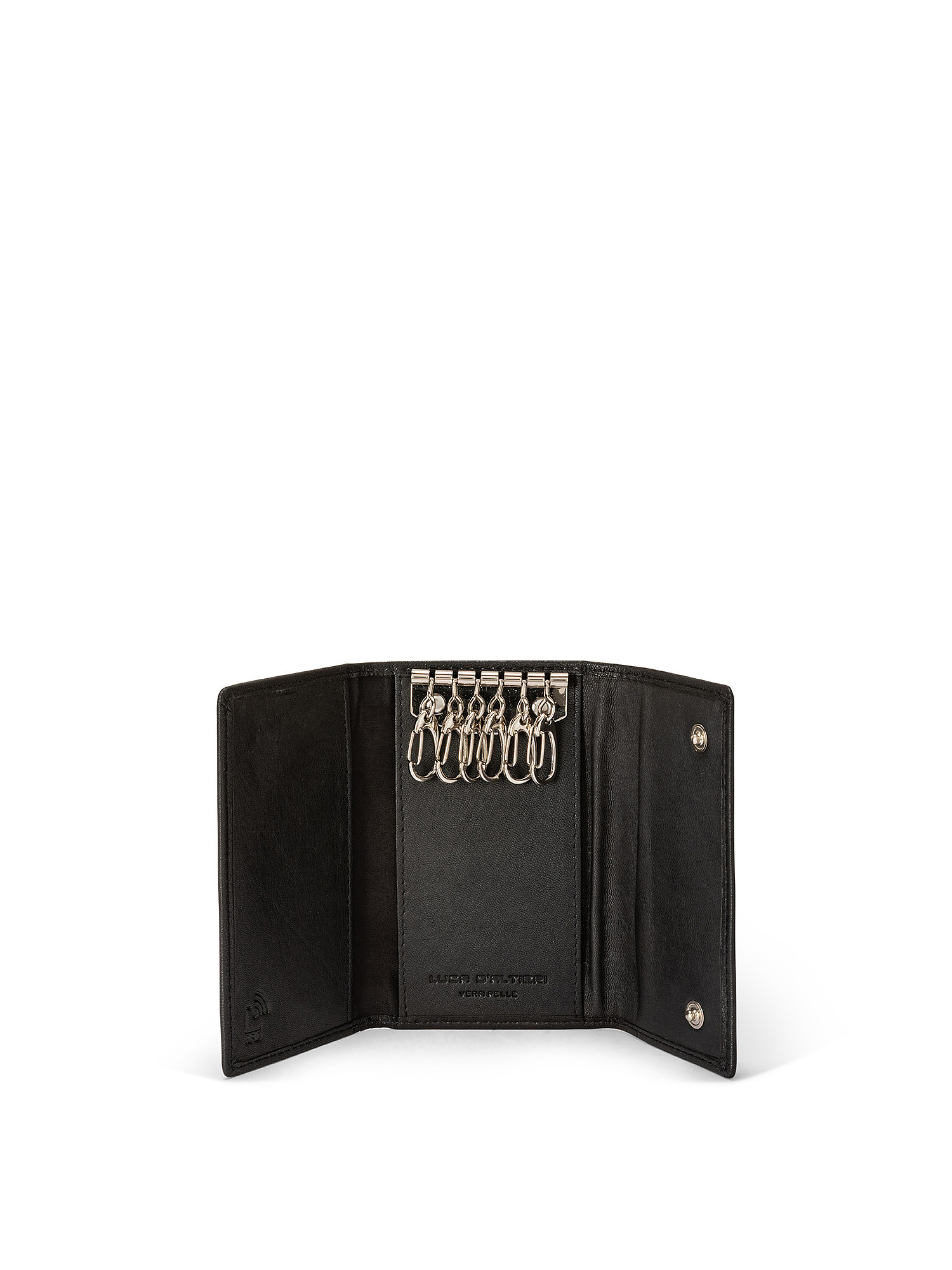 Solid color genuine leather keychain, Black, large image number 2