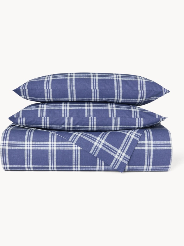 Parure copripiumino in puro cotone fantasia check - Prezzo di lancio