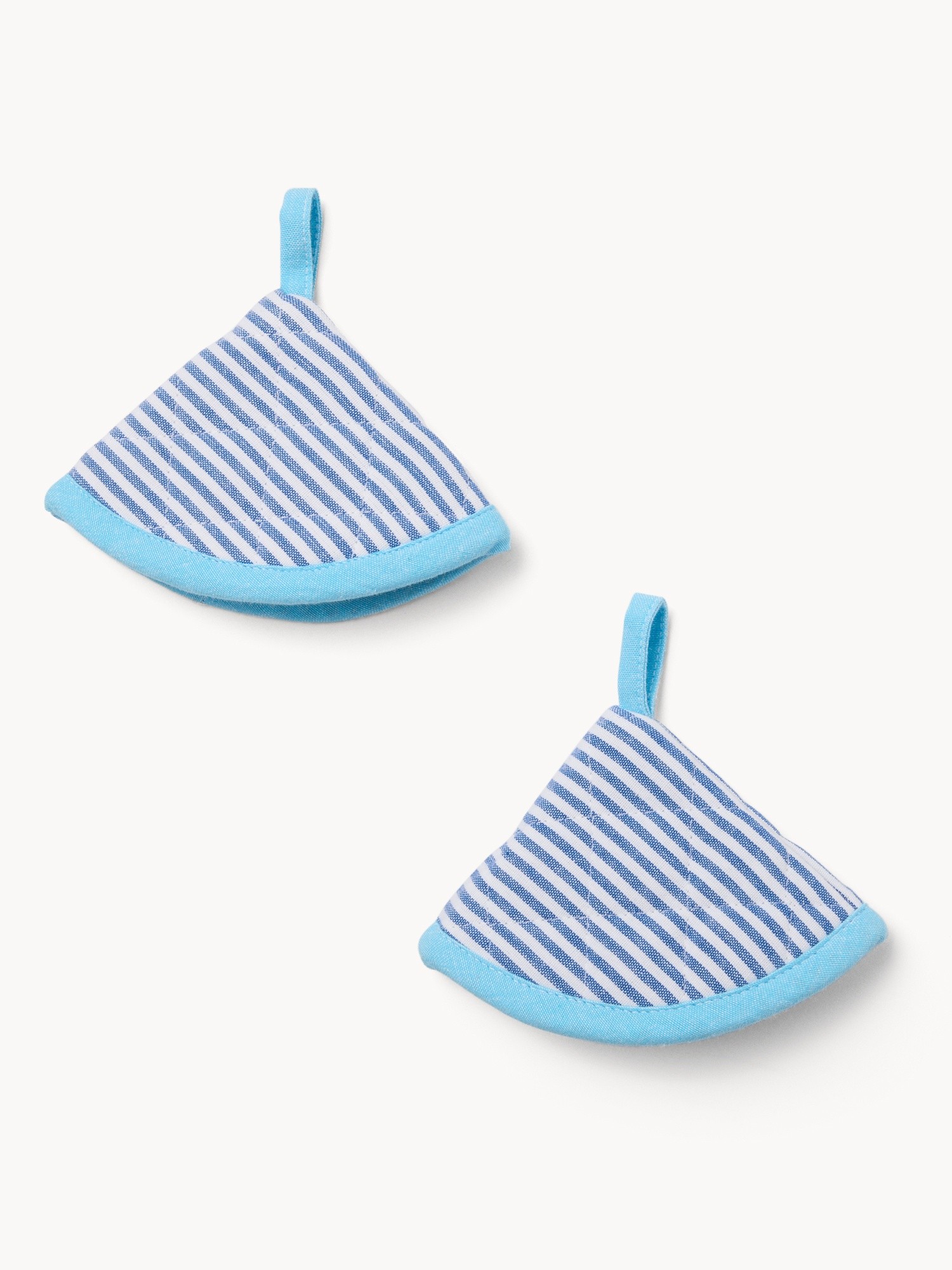 Set of 2 striped cotton pot holders - Introductory price, Blue Cornflower, large image number 0