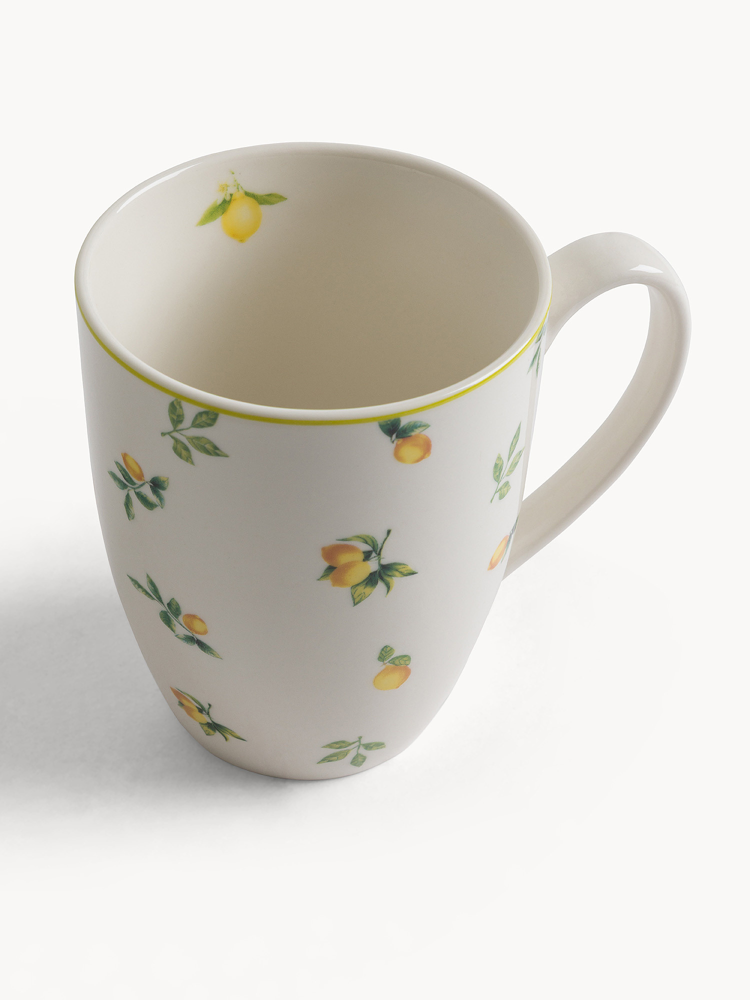 Porcelain mug with lemon motif, White, large image number 1