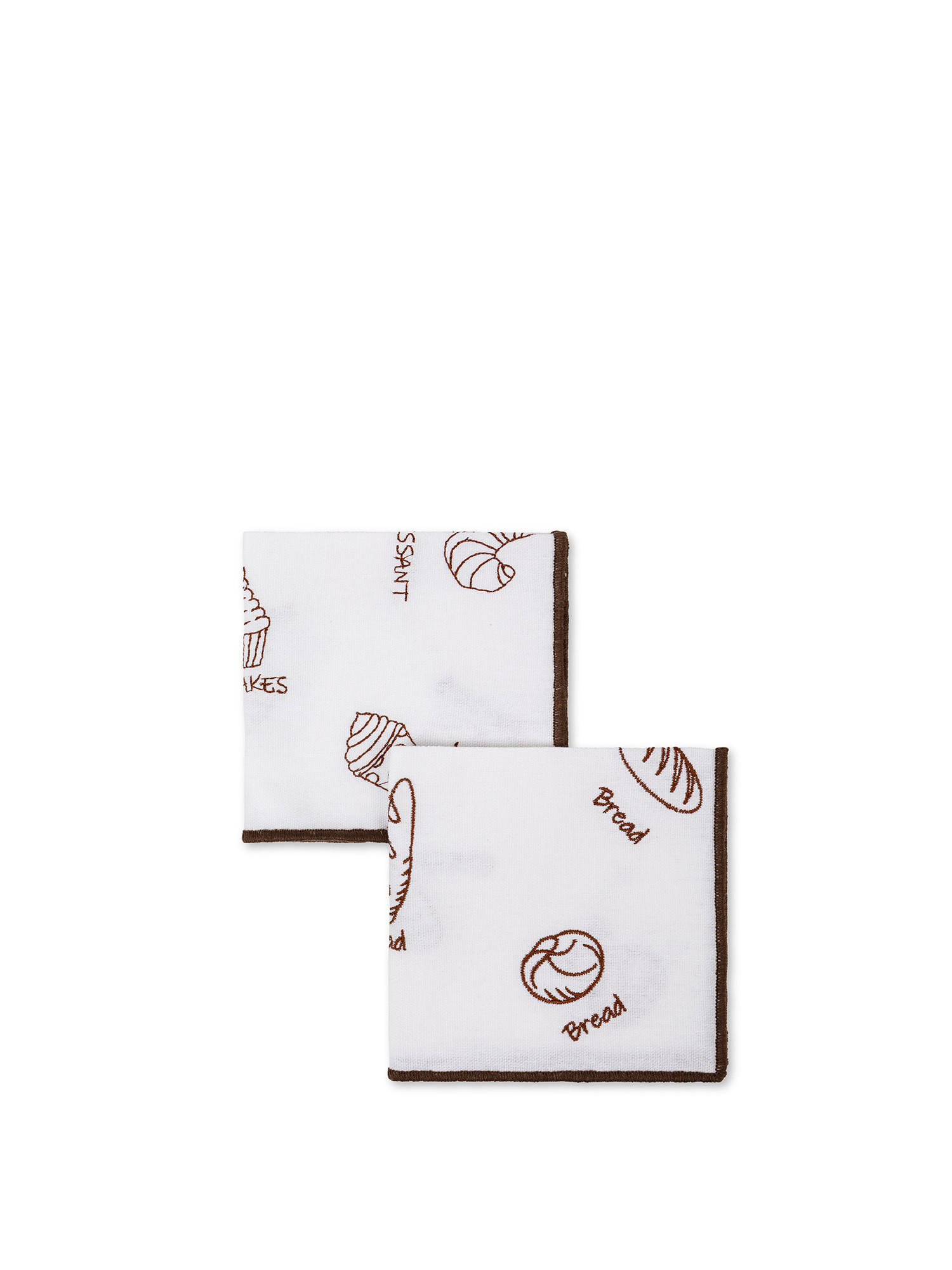 Set of 2 bread and sweets cotton napkins, White, large image number 0