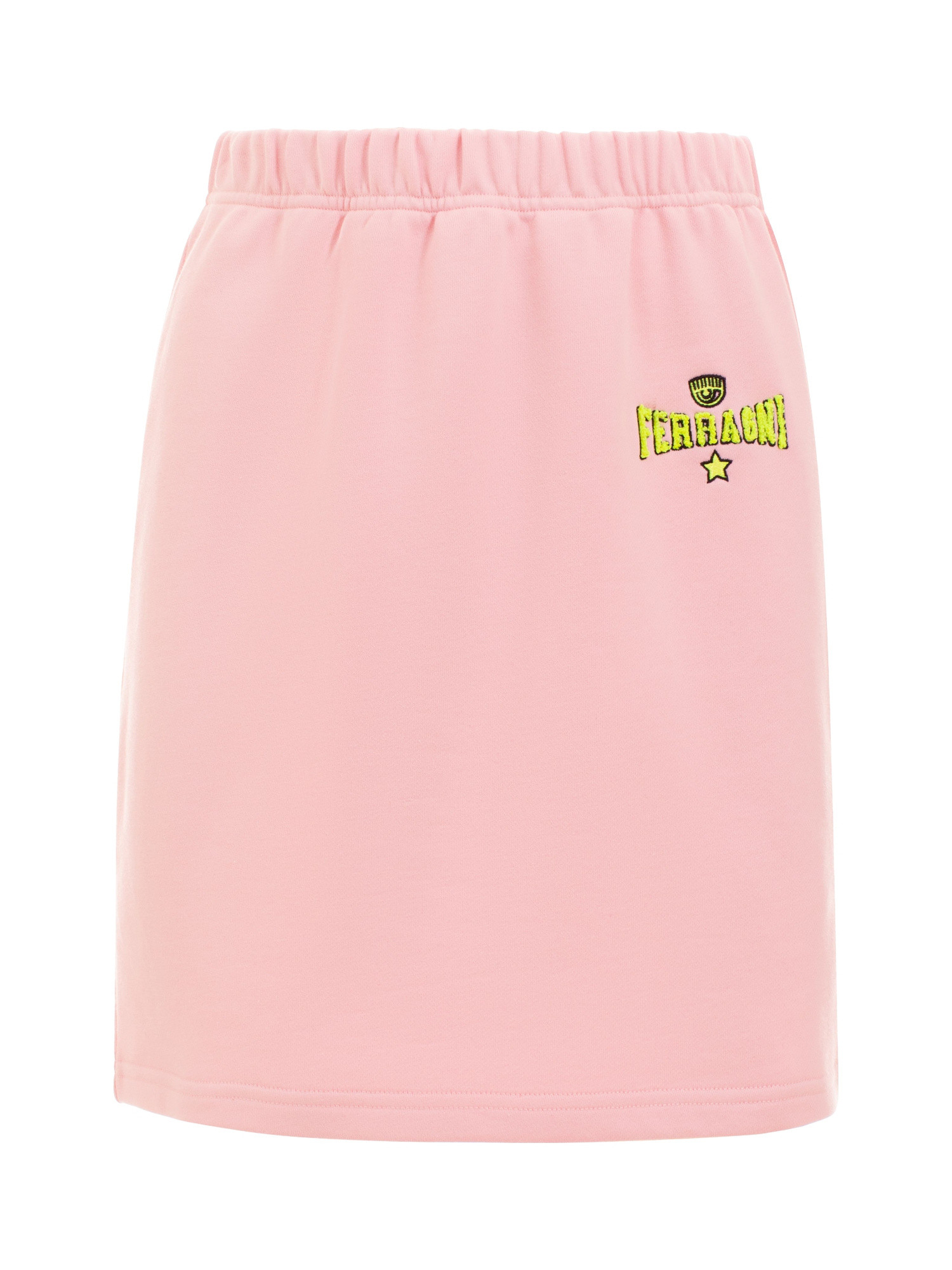 Chiara Ferragni - Regular fit skirt with elasticated waist and sponge embroidered logo, Pink, large image number 0