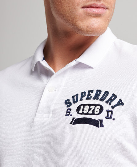Superdry - Cotton piqué polo shirt with logo, White, large image number 2