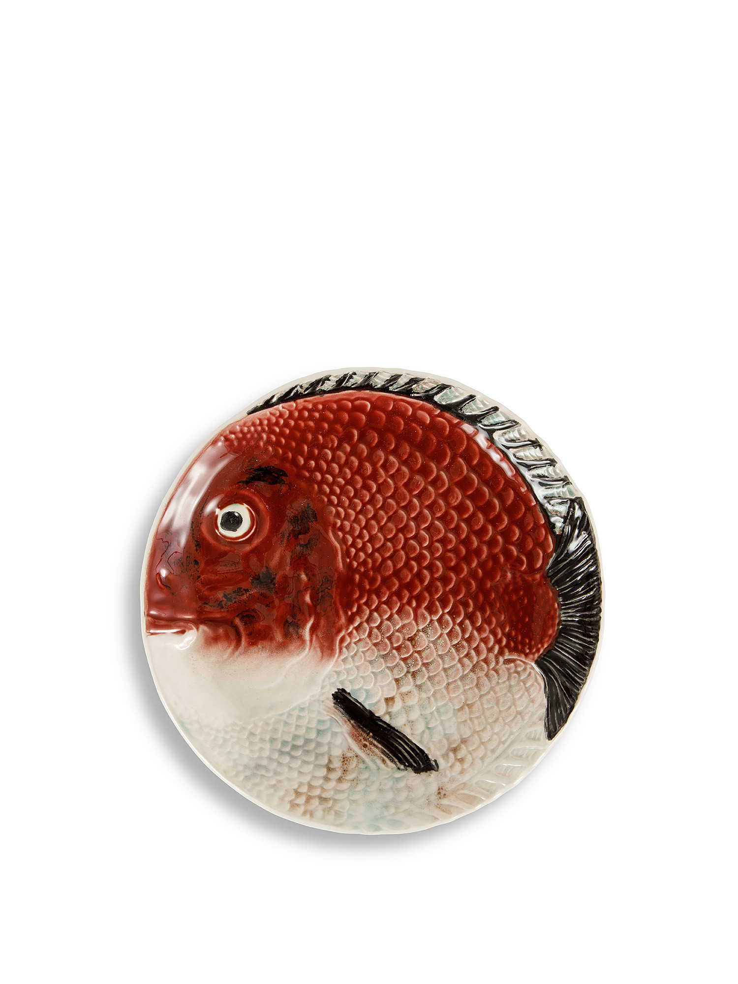 Fish-shaped ceramic fruit plate, Red, large image number 0